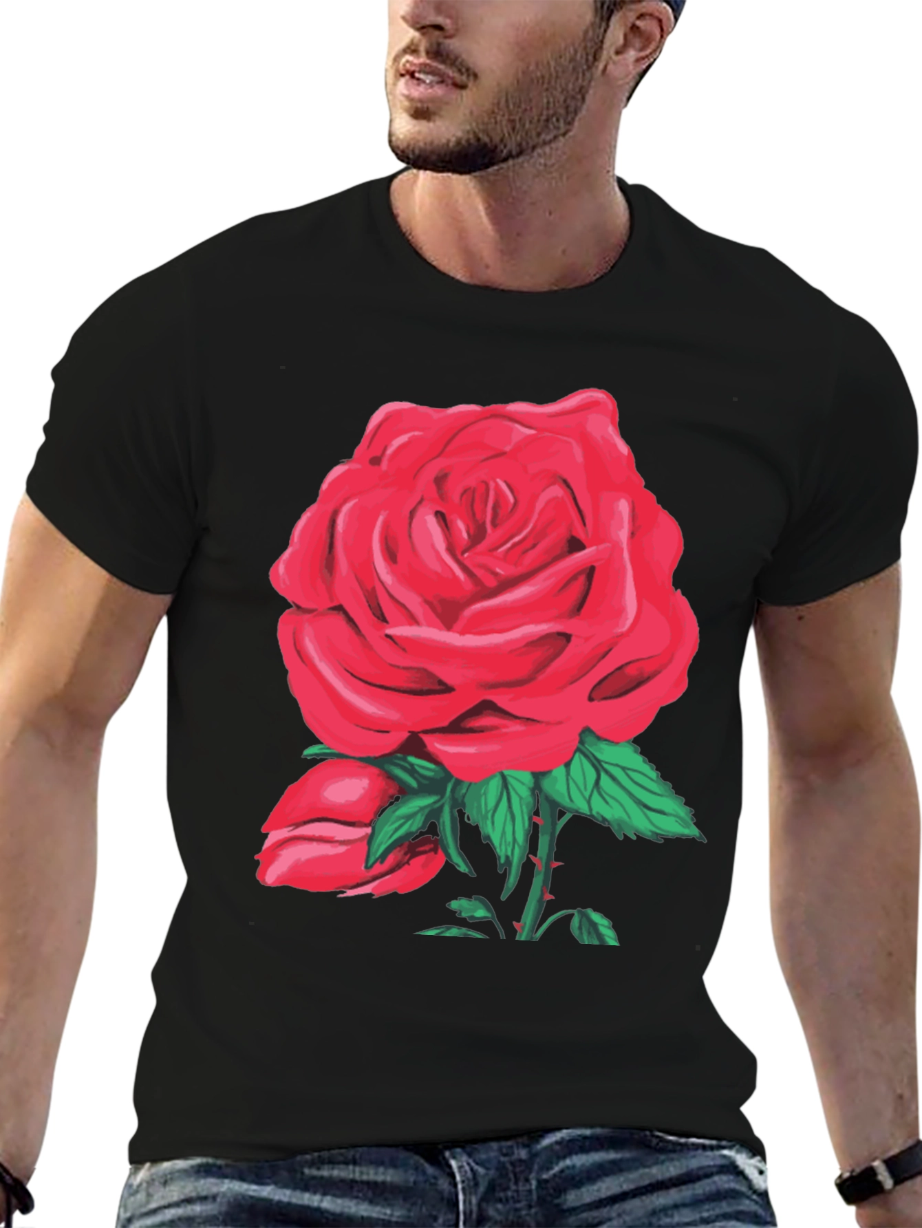 Red Rose Graphic T-Shirt - Floral Design