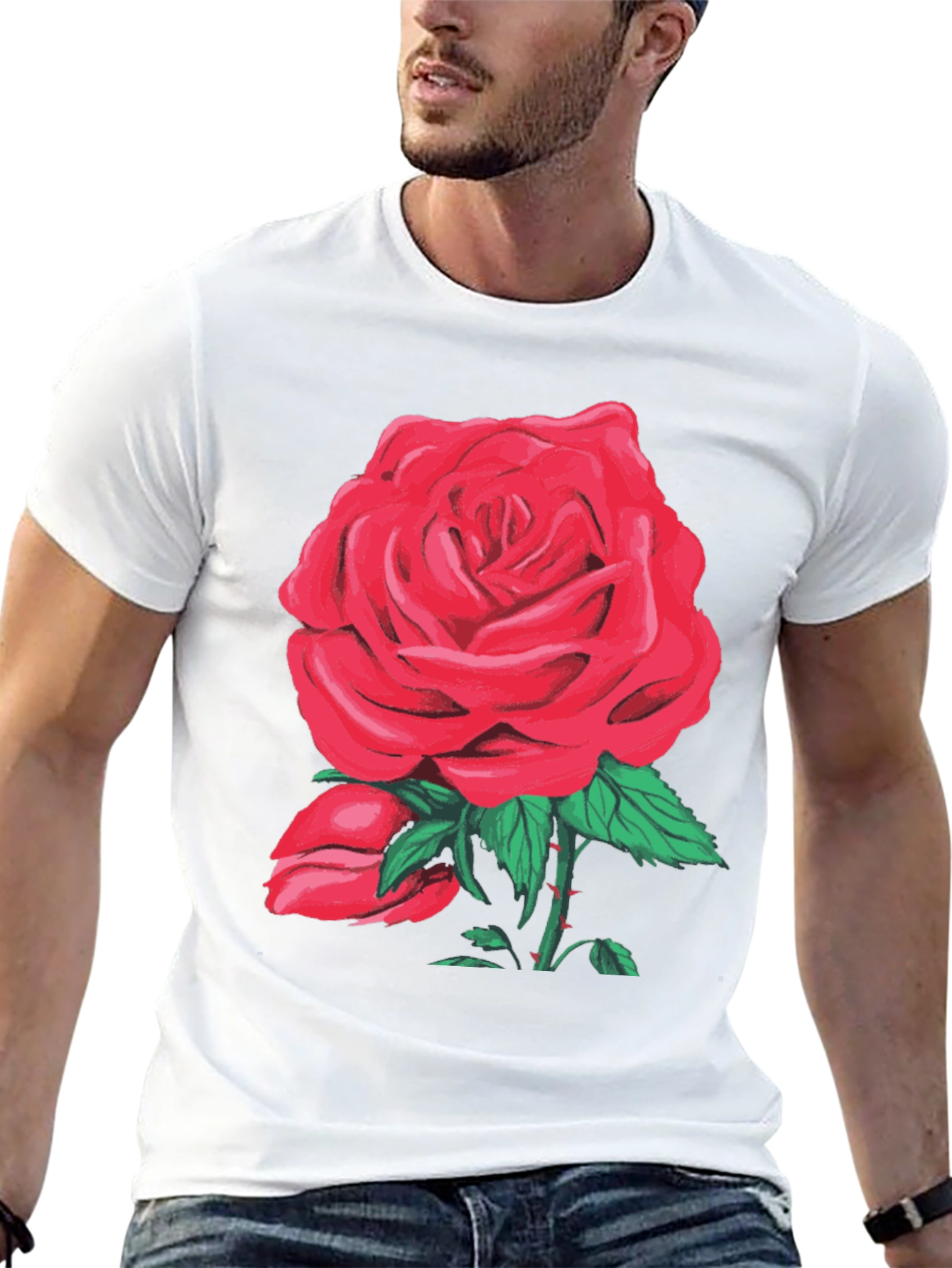 Red Rose Graphic T-Shirt - Floral Design
