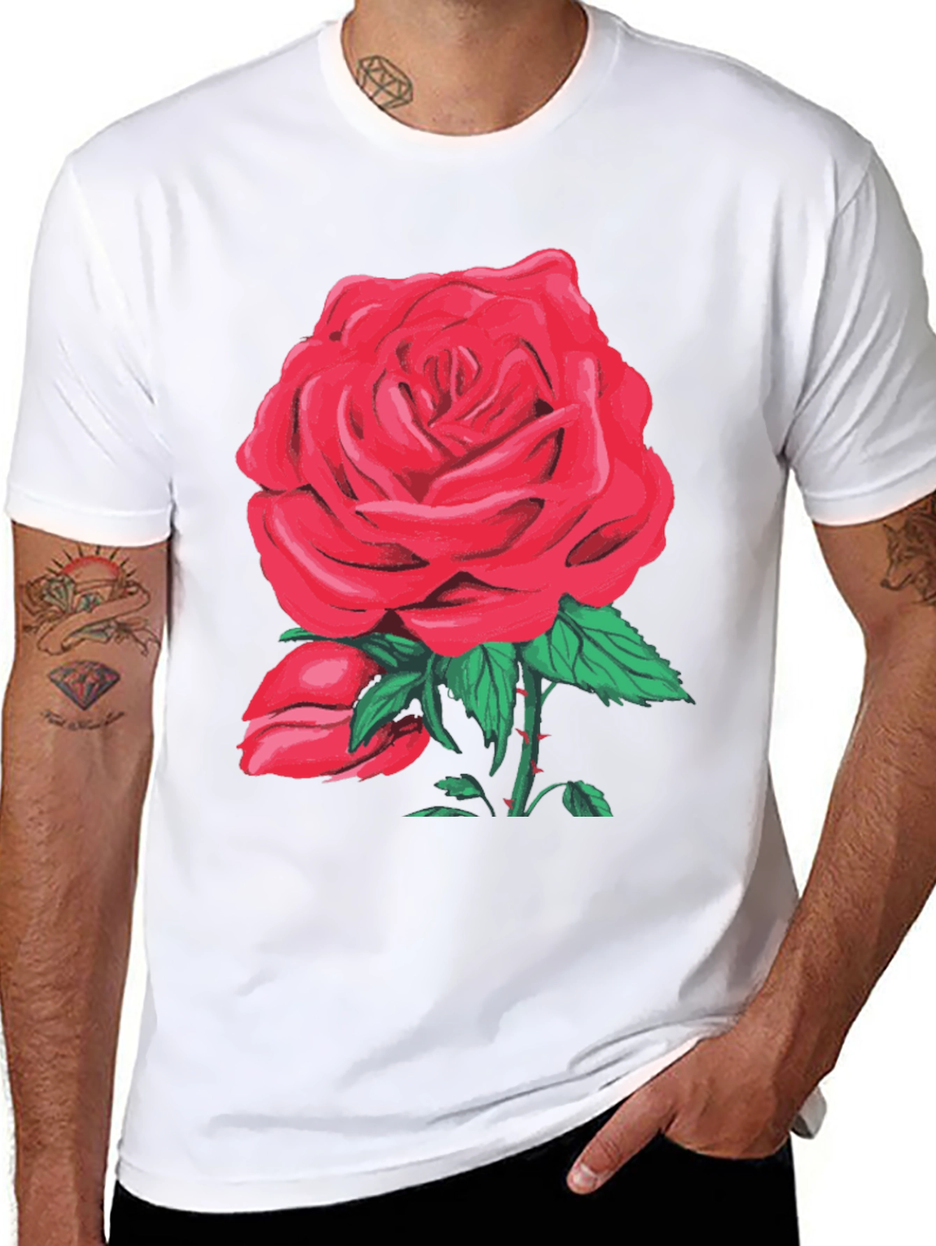 Red Rose Graphic T-Shirt - Floral Design