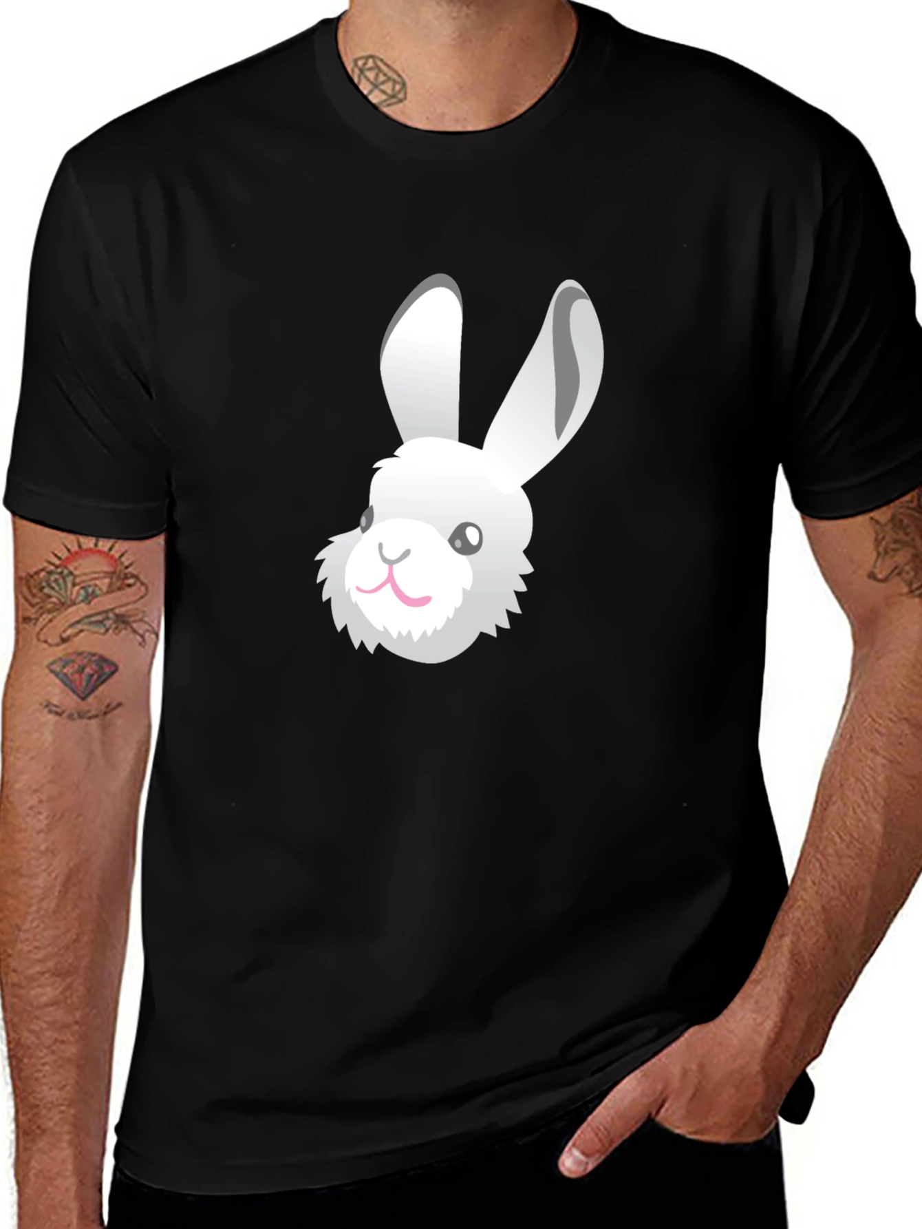 Rabbit Graphic Tee - Black Unisex T-Shirt