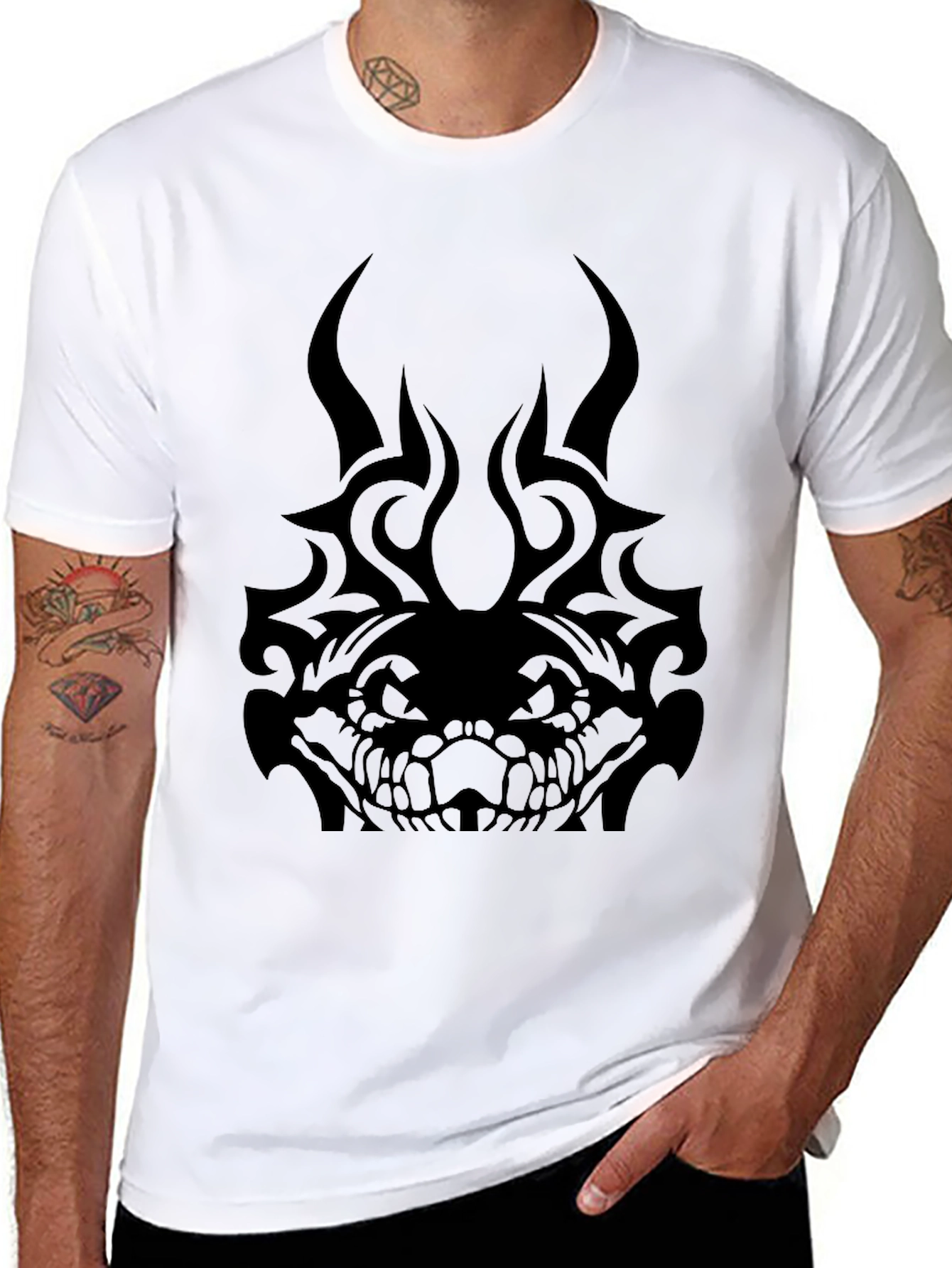 Tribal Snake Graphic T-Shirt - Mens Black Tee