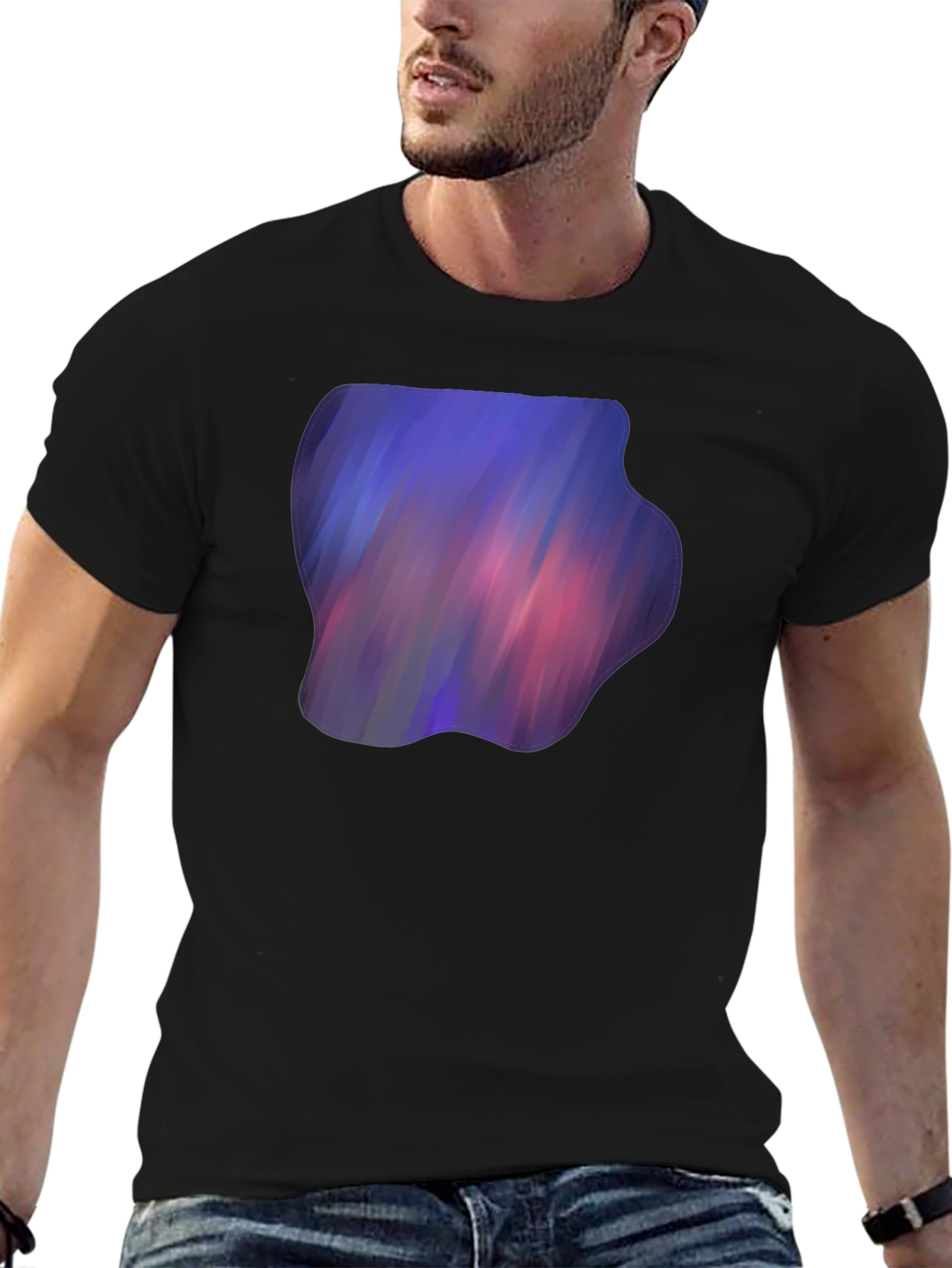 Abstract Galaxy Print Black T-Shirt