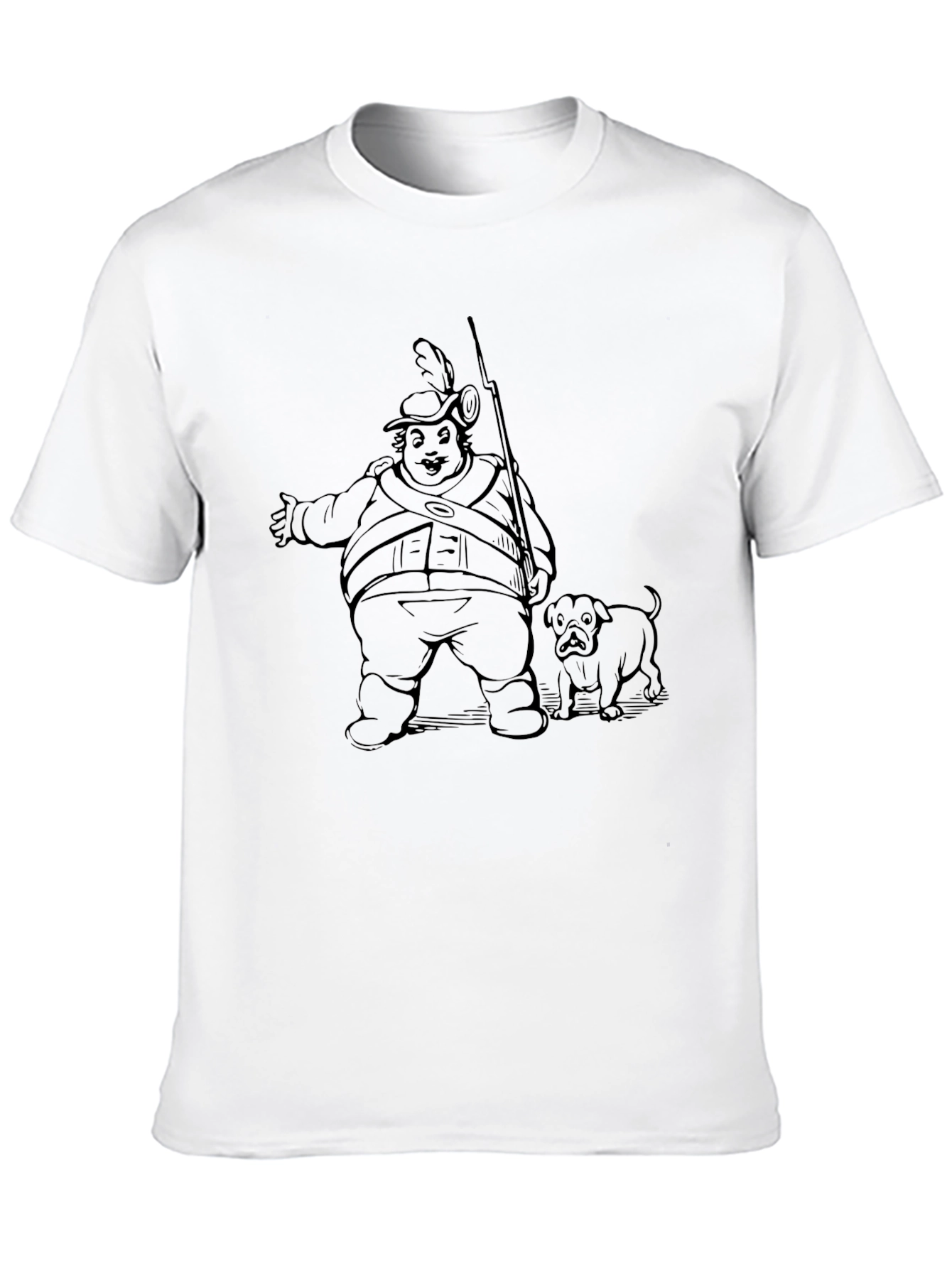 Cartoon Soldier and Dog Graphic T-Shirt