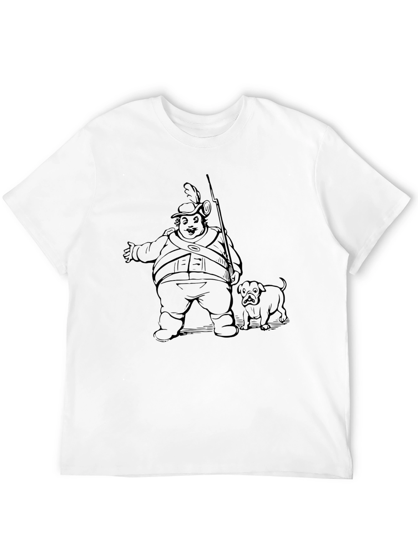Cartoon Soldier and Dog Graphic T-Shirt