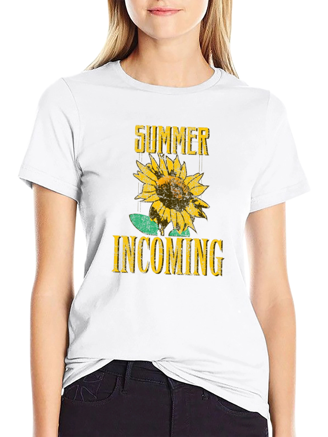 Summer Incoming Sunflower Graphic T-Shirt