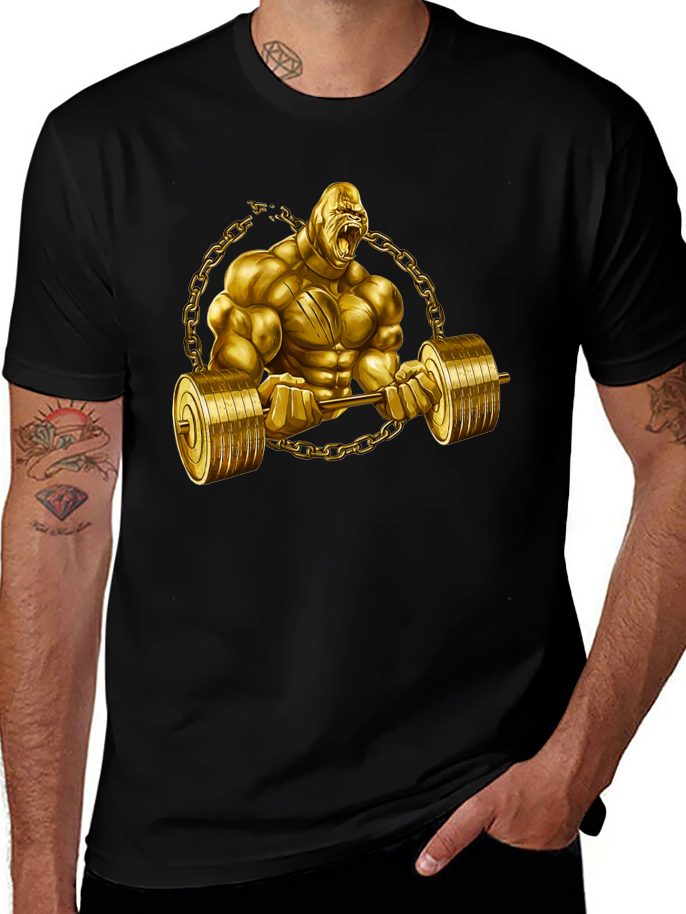 Golden Gorilla Barbell T-Shirt