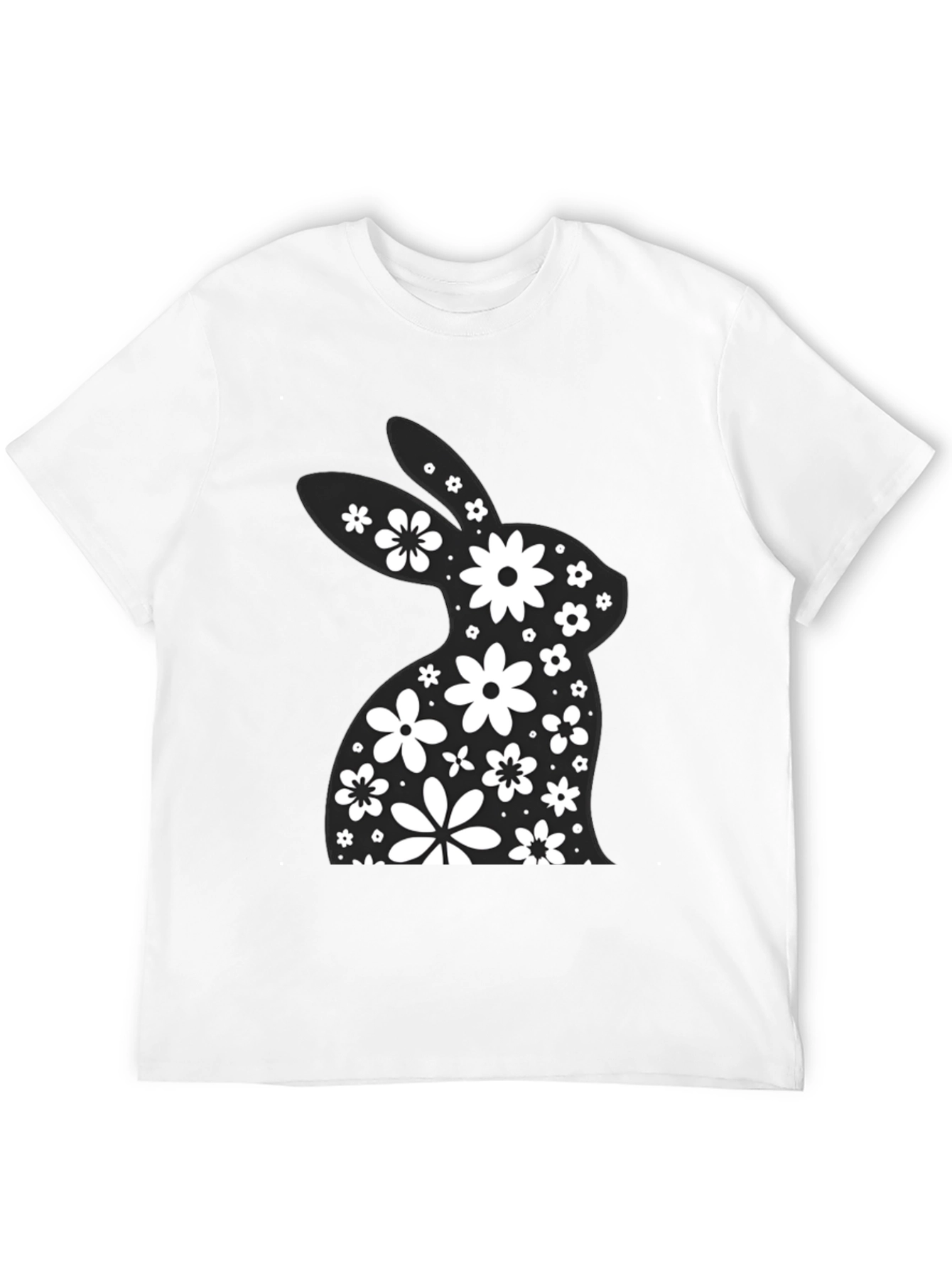 Floral Easter Bunny T-Shirt - Black