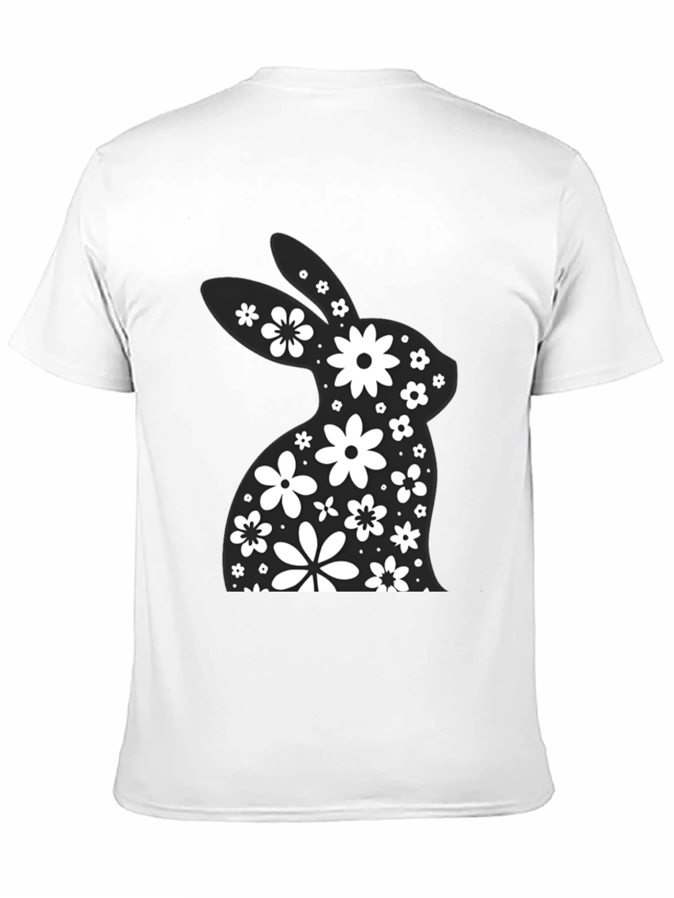 Floral Easter Bunny T-Shirt - Black