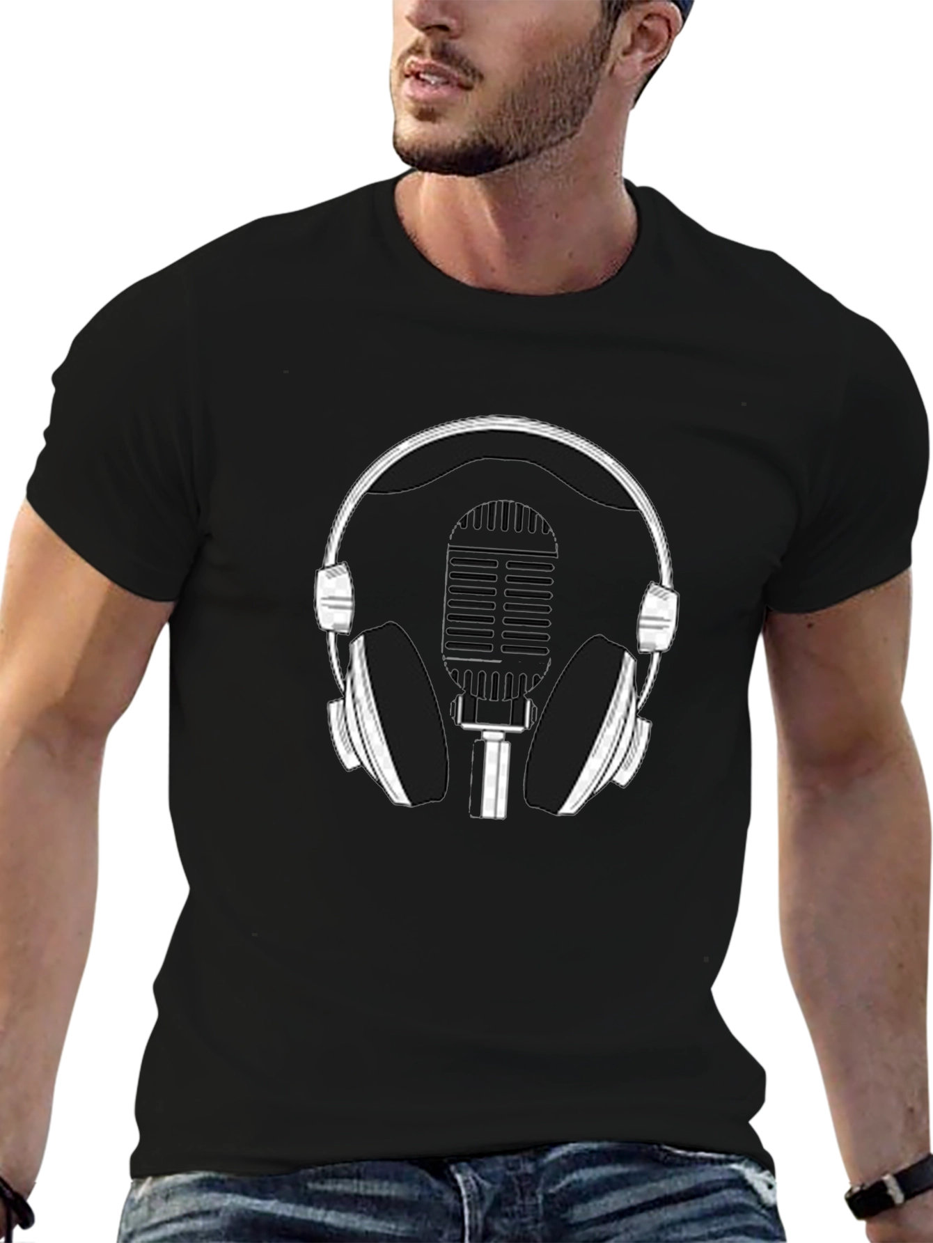 Podcast Ready Tee: Headphones & Mic Graphic T-Shirt