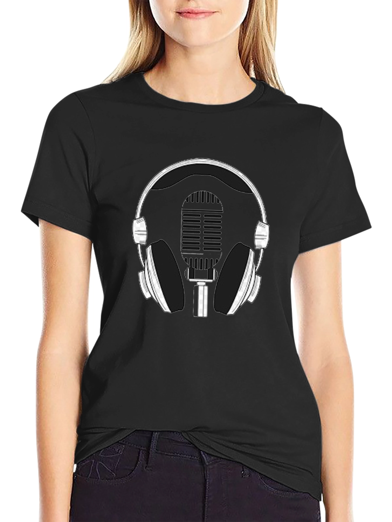 Podcast Ready Tee: Headphones & Mic Graphic T-Shirt