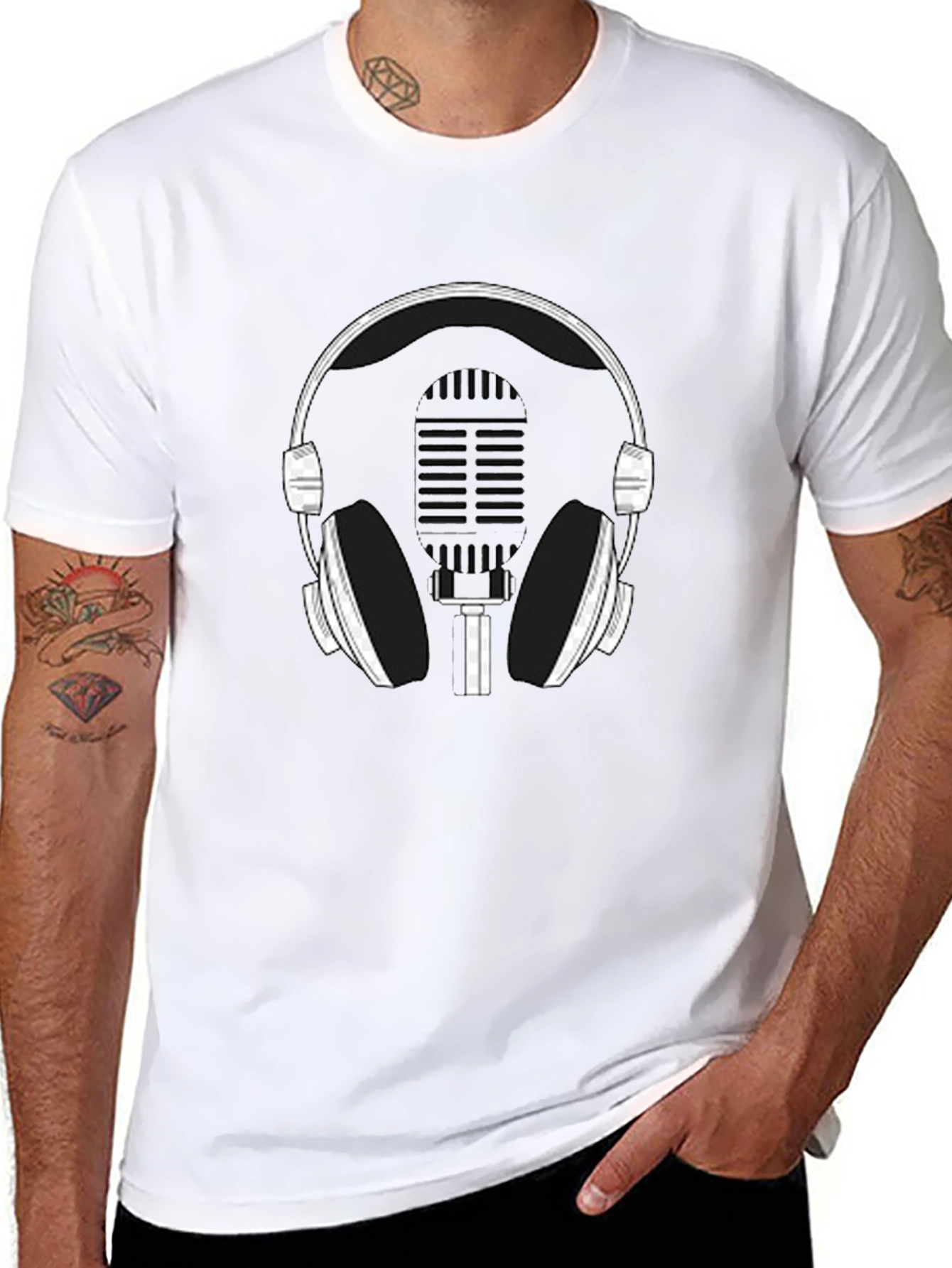 Podcast Ready Tee: Headphones & Mic Graphic T-Shirt