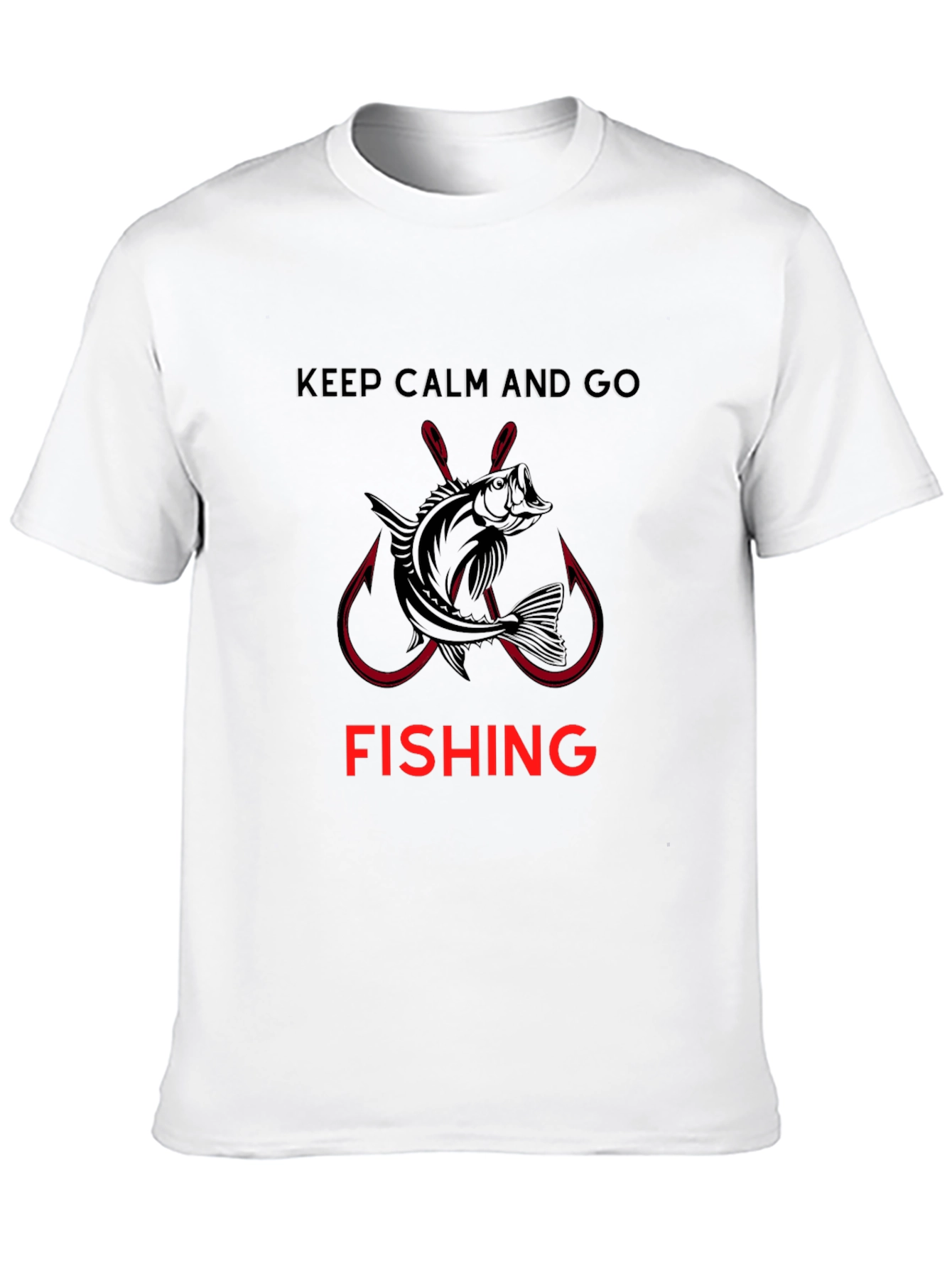 Keep Calm and Go Fishing Black Graphic Tee