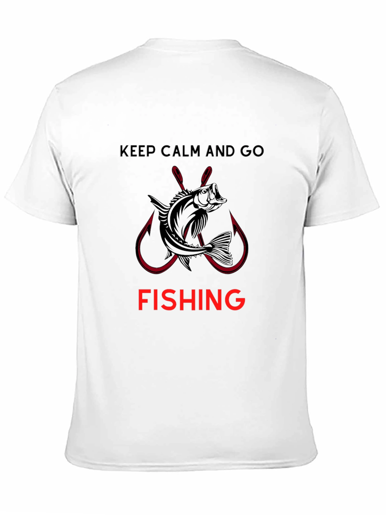 Keep Calm and Go Fishing Black Graphic Tee