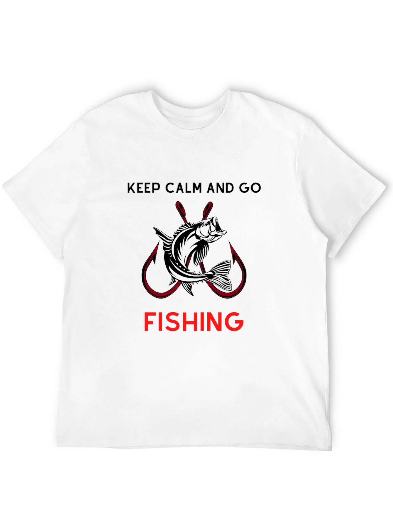 Keep Calm and Go Fishing Black Graphic Tee