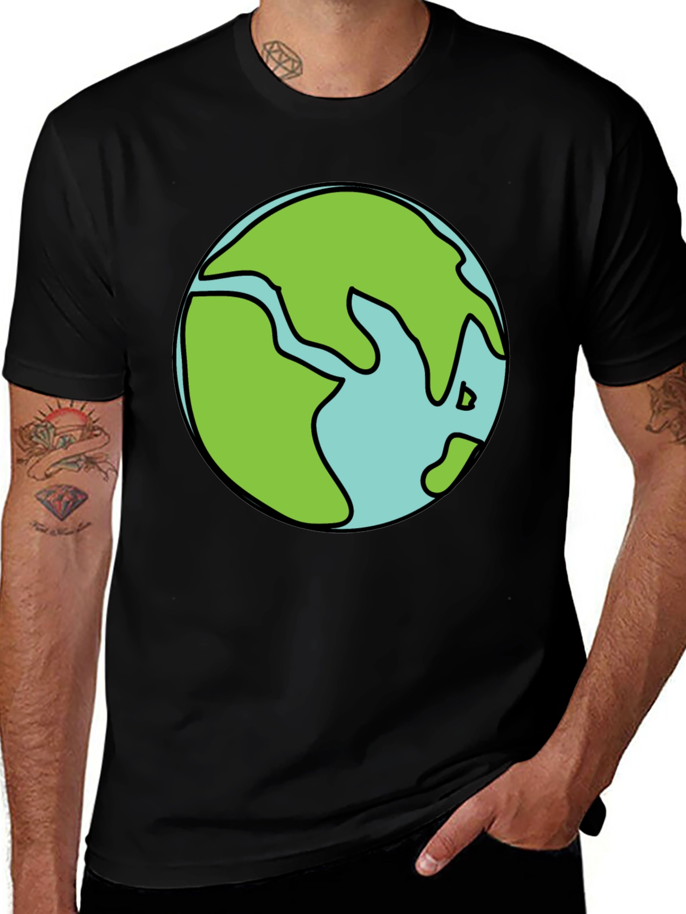 Earth Graphic Black T-Shirt - Soft Cotton