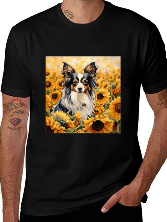 Dog Sunflower T-Shirt: Artistic Canine Comfort