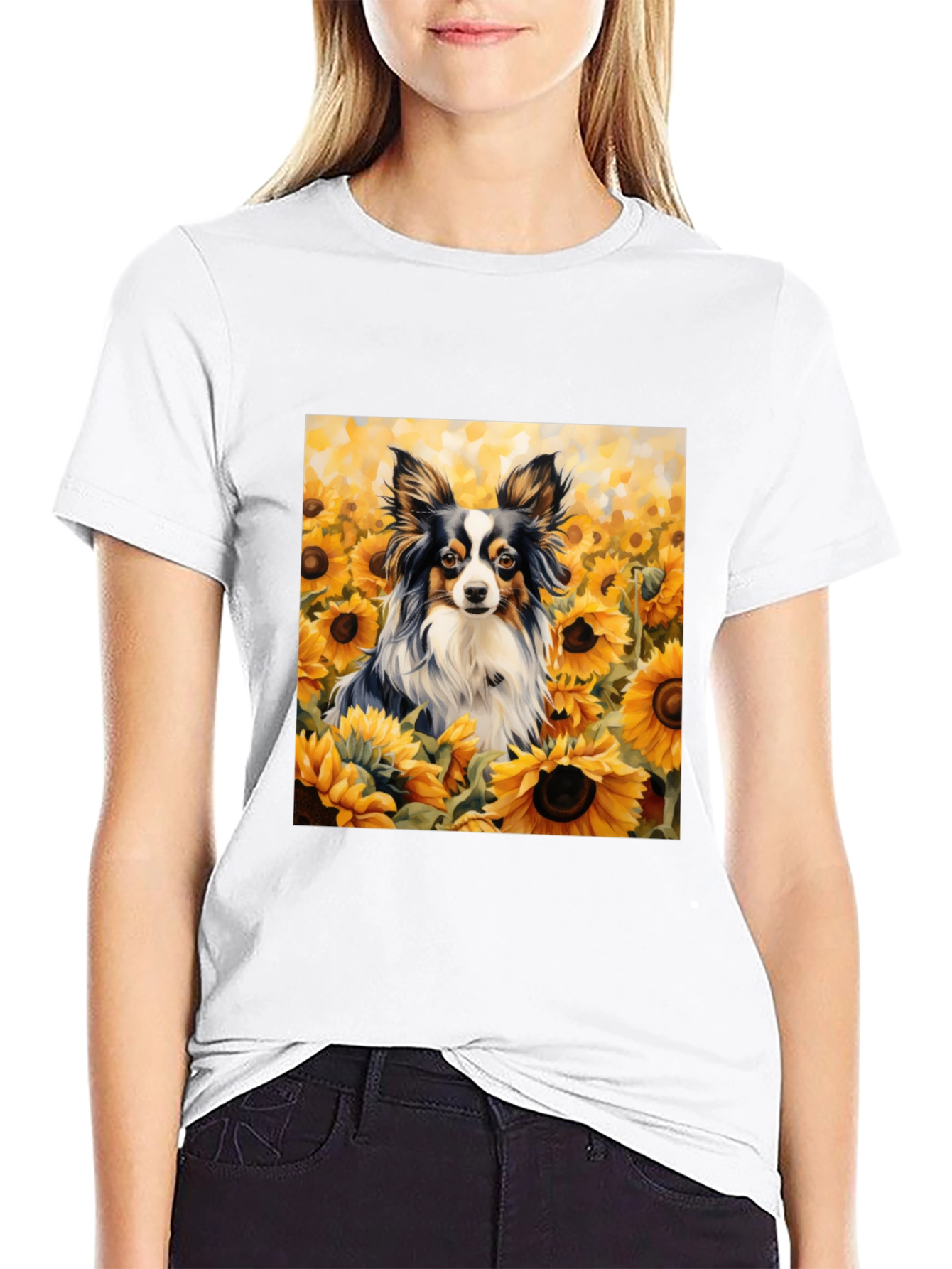 Dog Sunflower T-Shirt: Artistic Canine Comfort