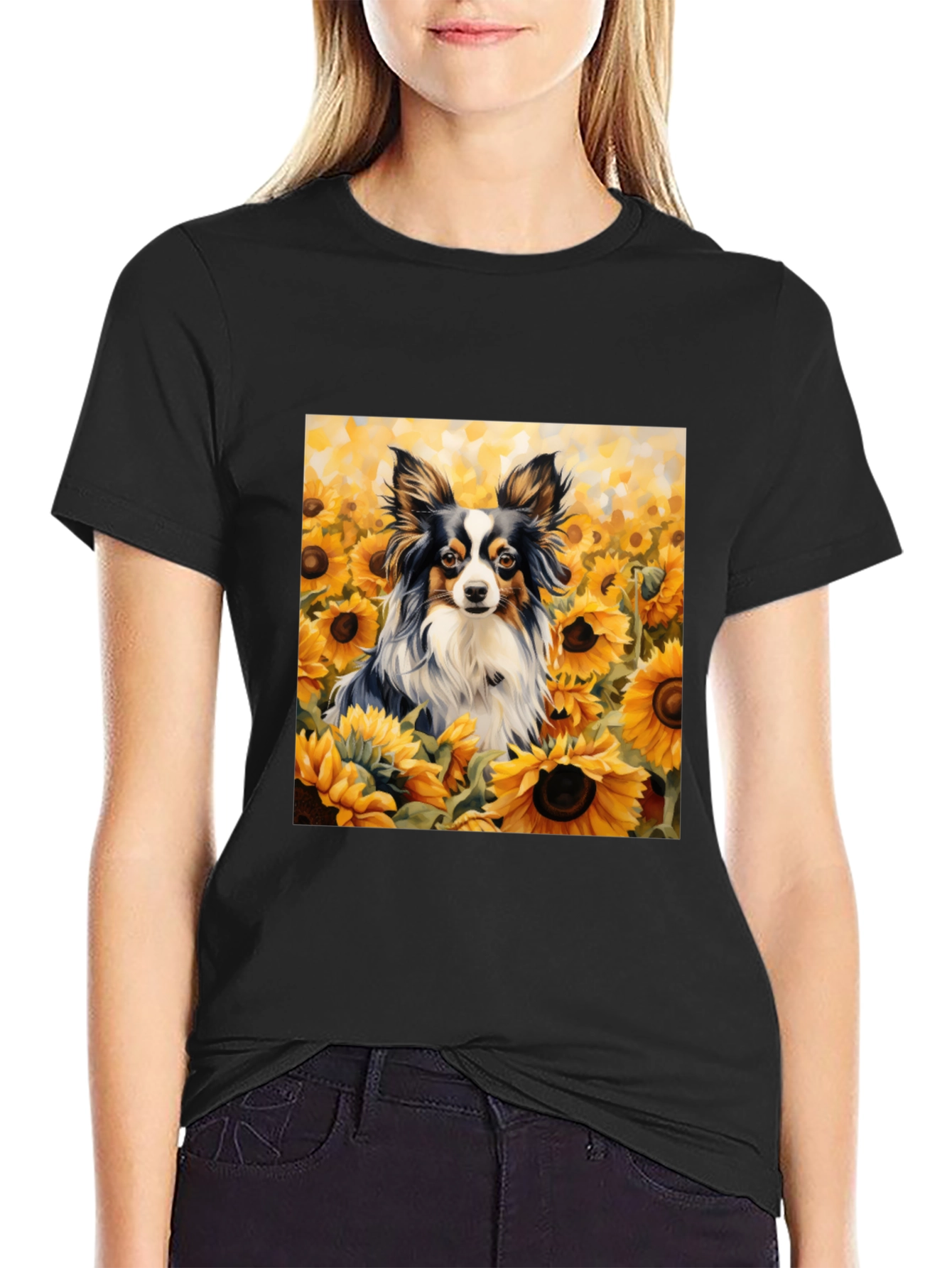 Dog Sunflower T-Shirt: Artistic Canine Comfort