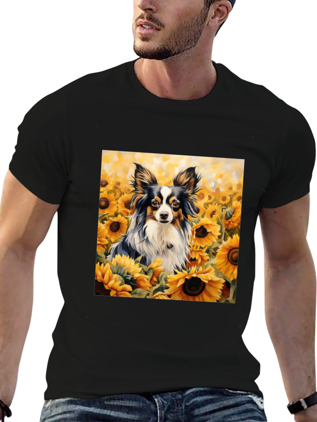 Dog Sunflower T-Shirt: Artistic Canine Comfort