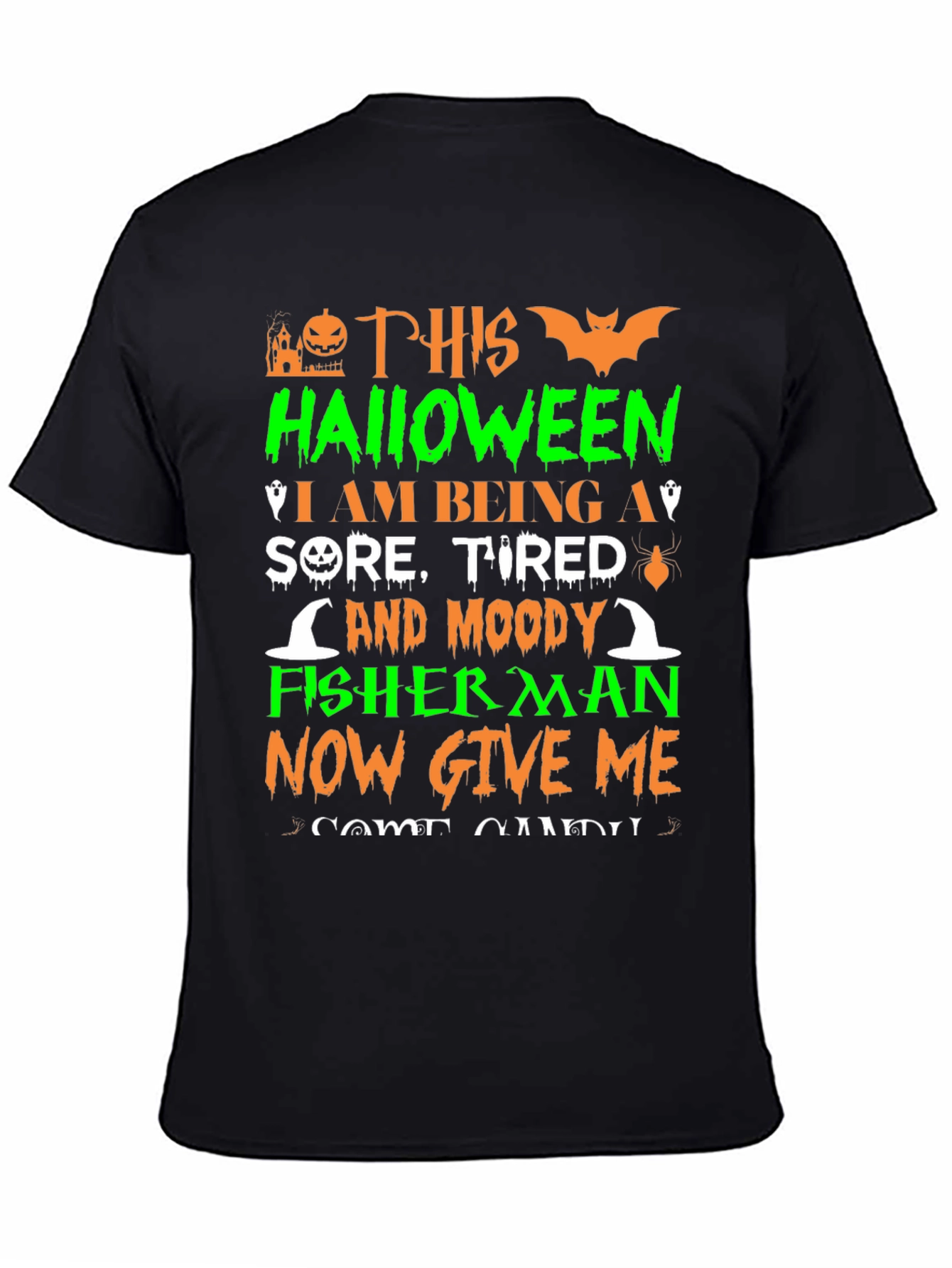 Halloween Sore Tired Moody Fisherman T-Shirt