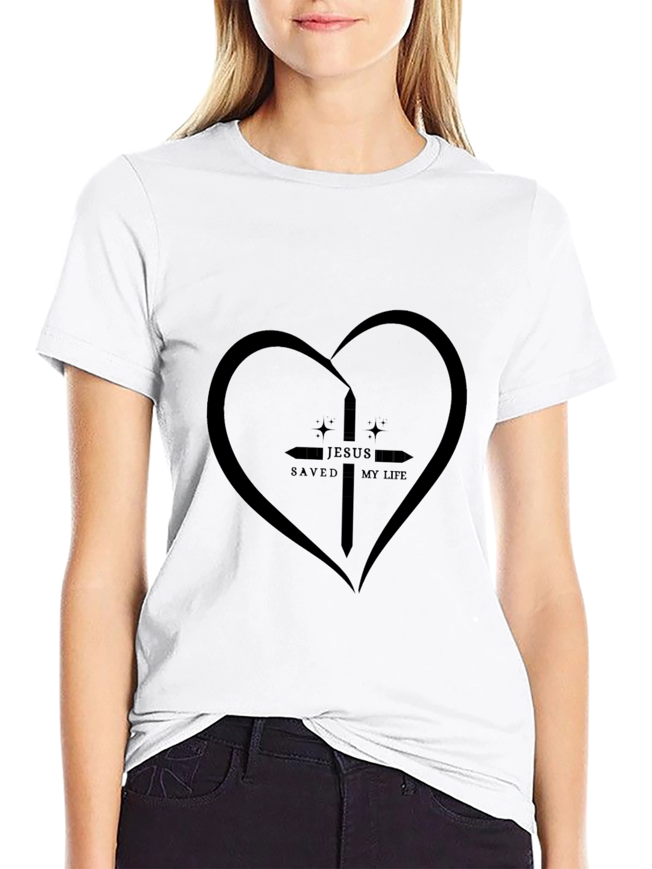 Faith Inspired Tee: Jesus Saved My Life Heart Graphic