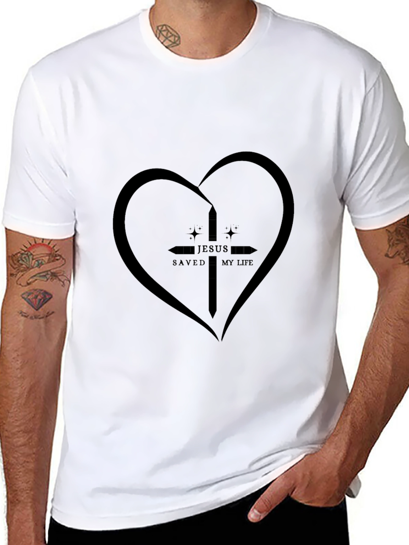 Faith Inspired Tee: Jesus Saved My Life Heart Graphic