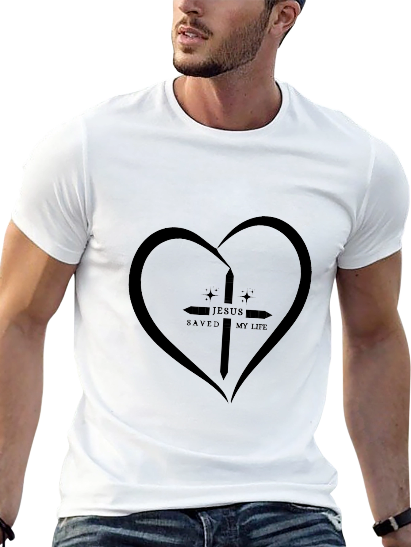 Faith Inspired Tee: Jesus Saved My Life Heart Graphic