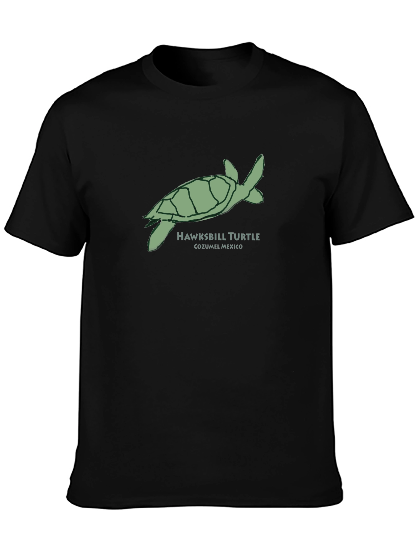 Mens Hawksbill Turtle Cozumel Mexico Black T-Shirt