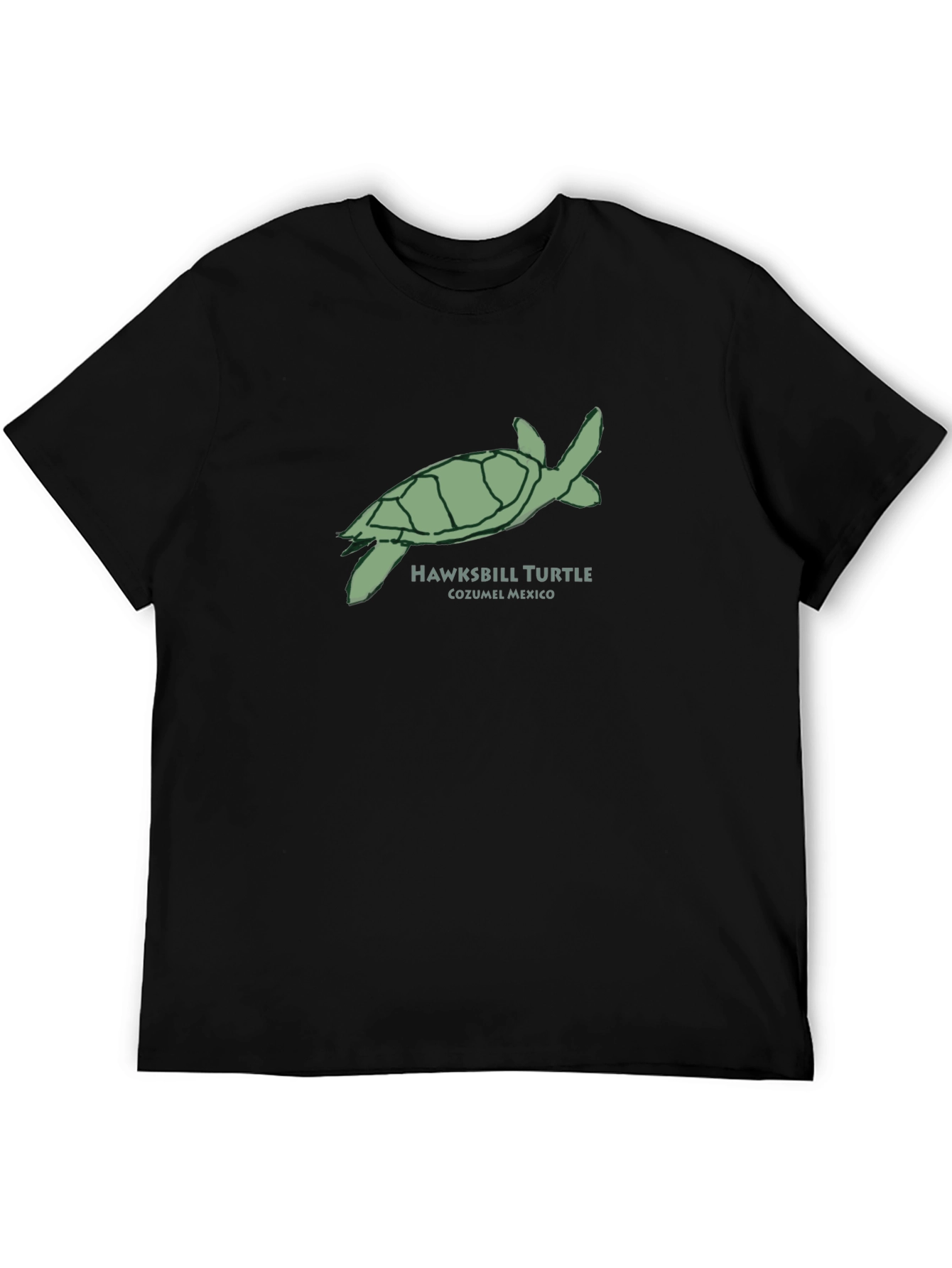 Mens Hawksbill Turtle Cozumel Mexico Black T-Shirt
