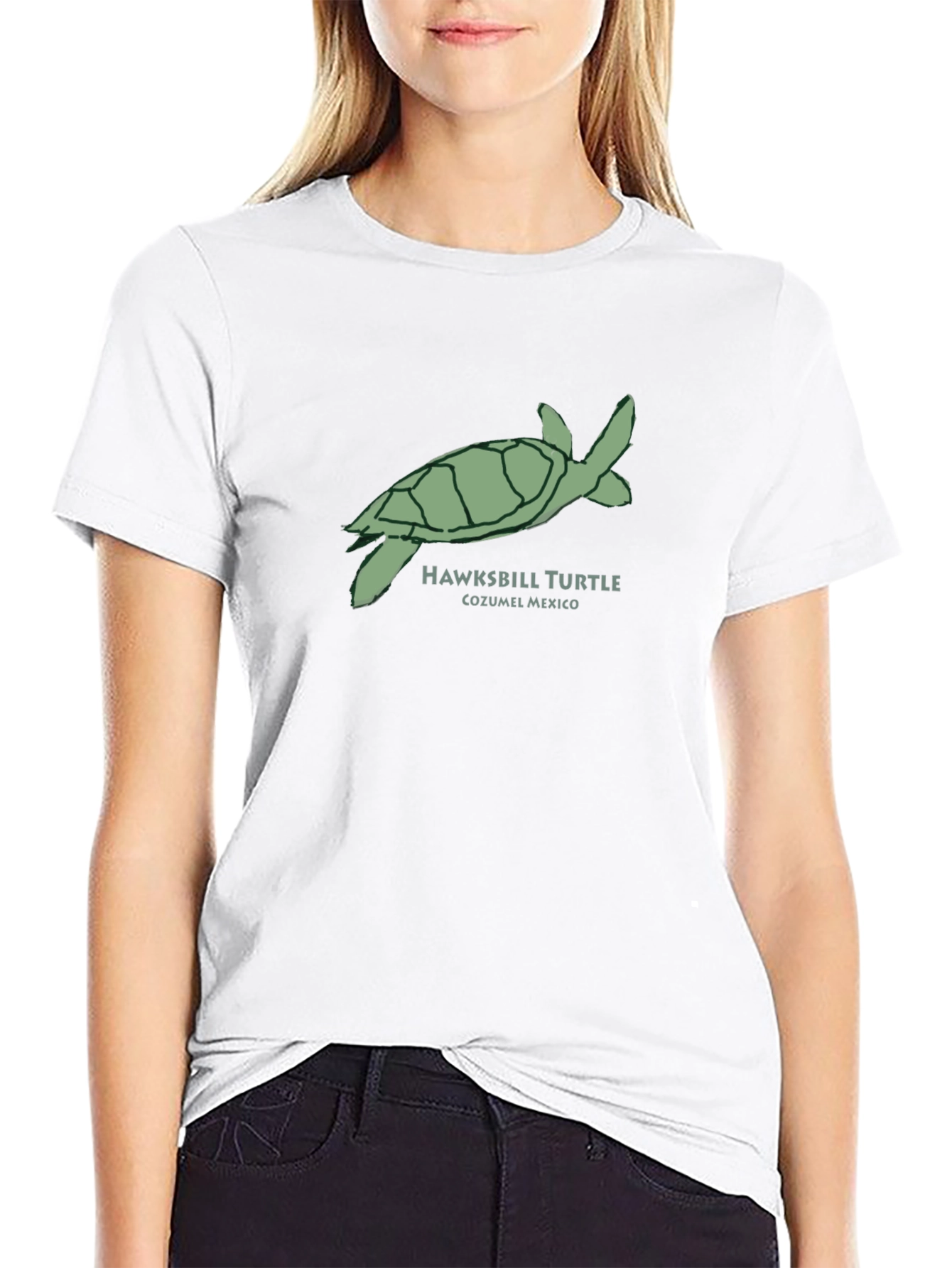 Mens Hawksbill Turtle Cozumel Mexico Black T-Shirt