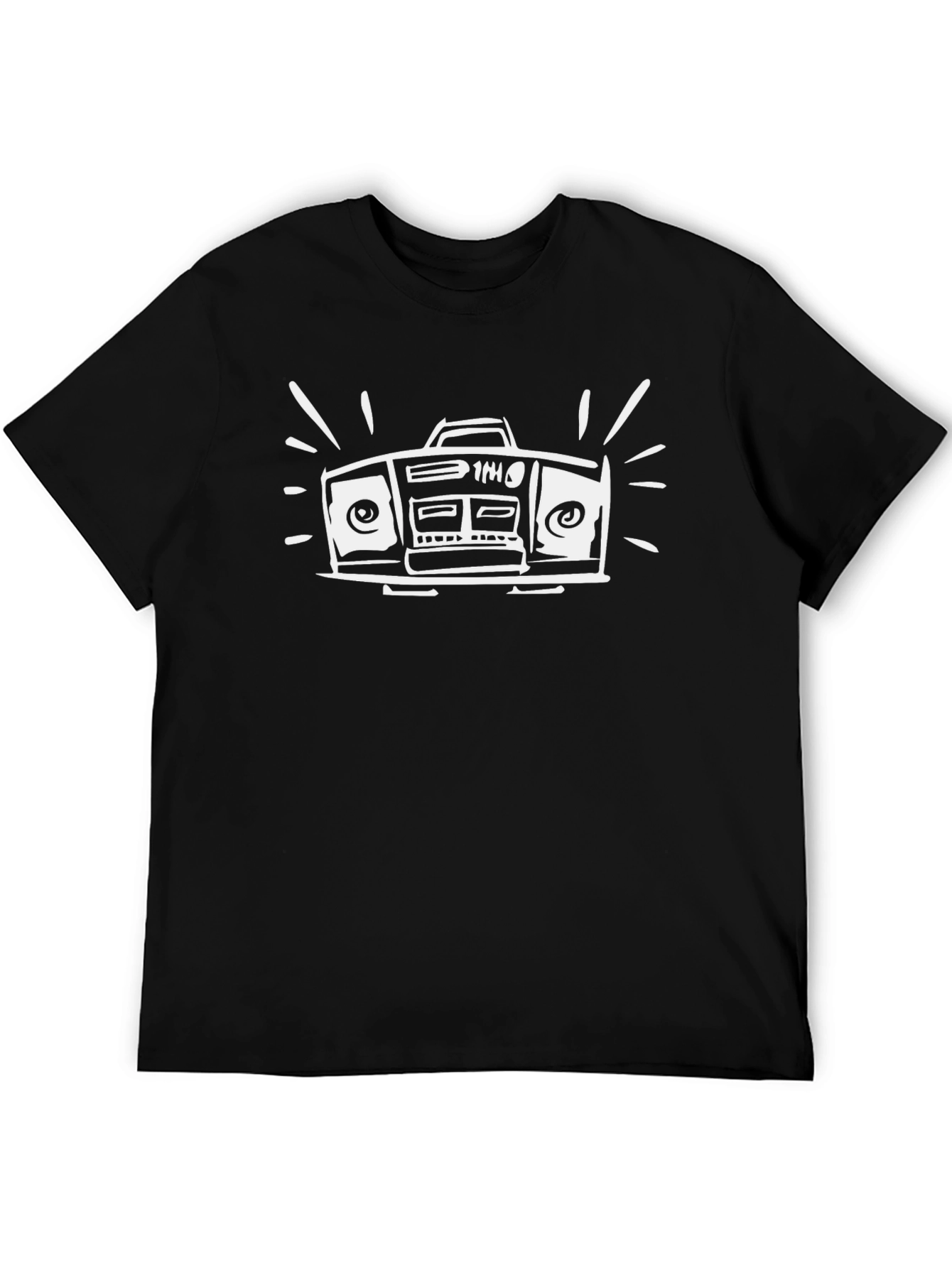 Retro Boombox Graphic Tee - Black