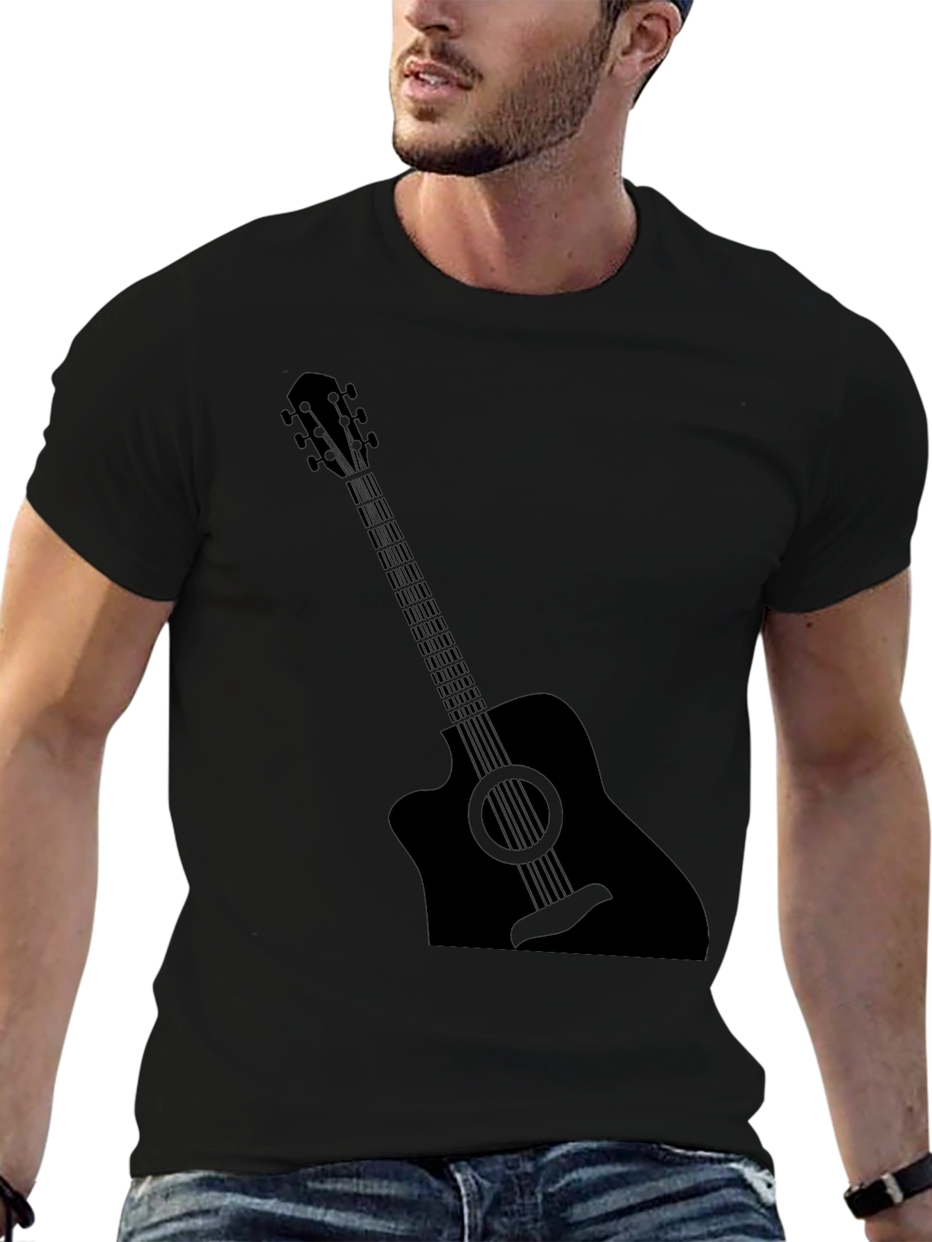Guitar Graphic Black T-Shirt - Music Lover Tee