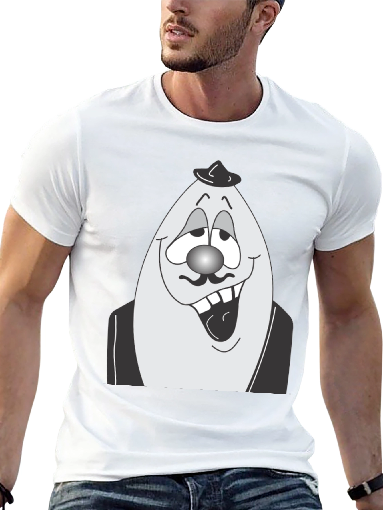 Egghead Man Graphic Tee - Black Cotton Shirt