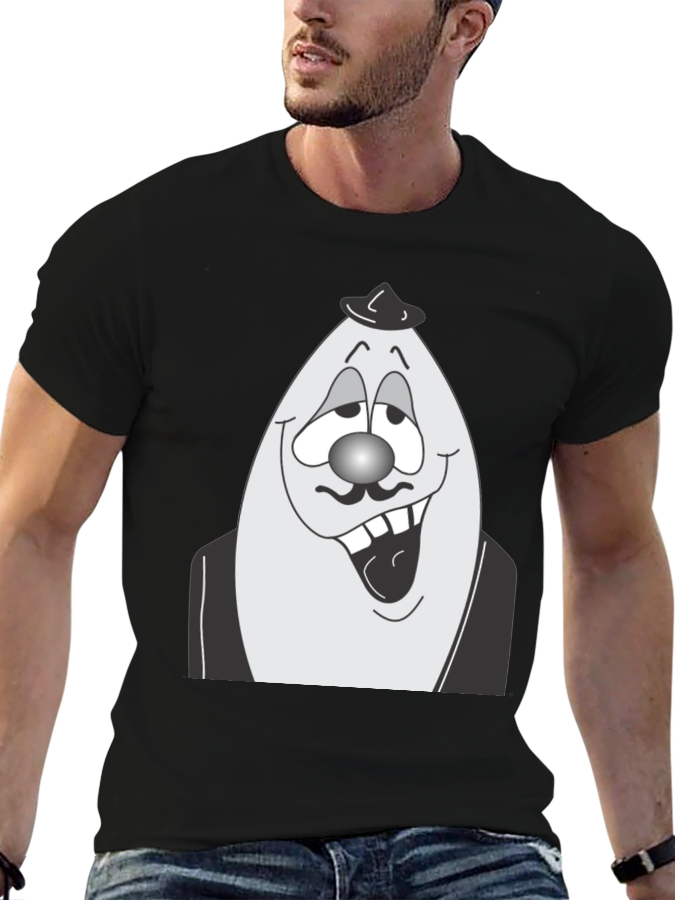 Egghead Man Graphic Tee - Black Cotton Shirt