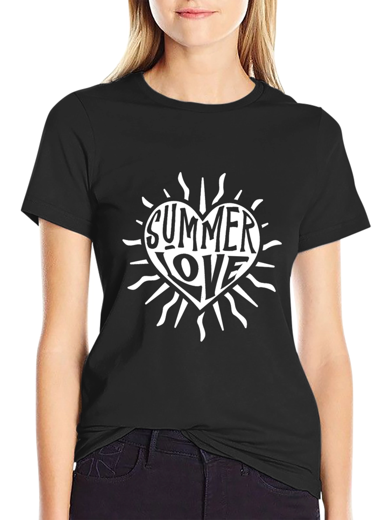 Summer Love Graphic Tee - Black Cotton T-Shirt