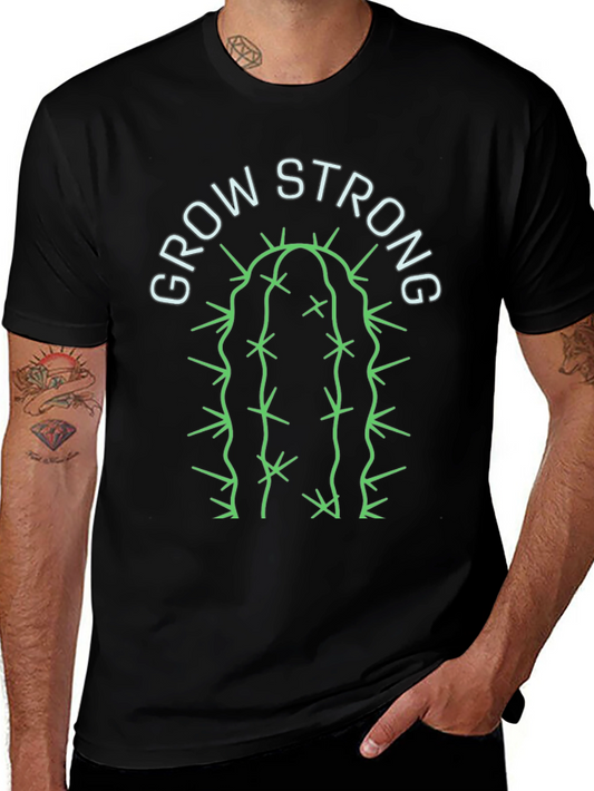 Grow Strong Cactus Graphic Tee - Black
