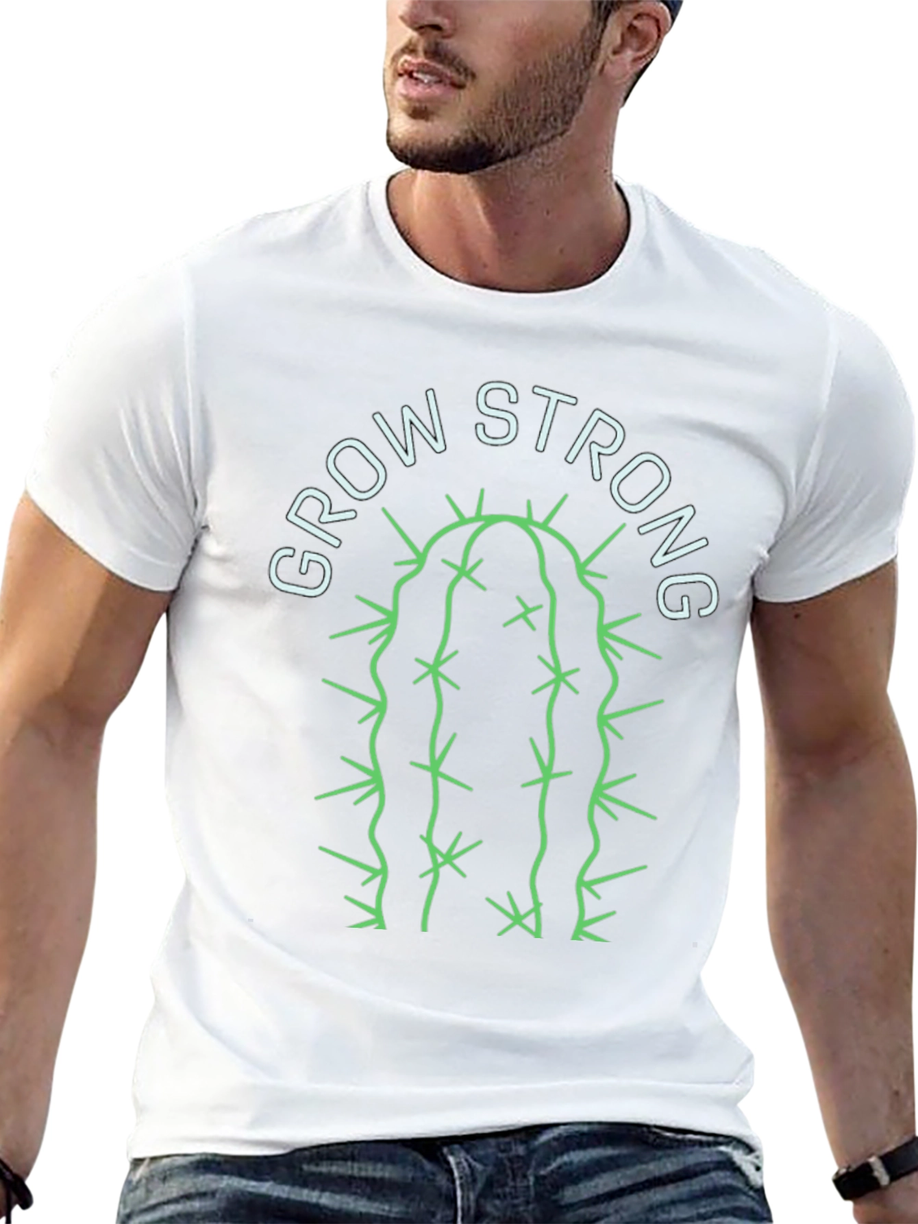 Grow Strong Cactus Graphic Tee - Black