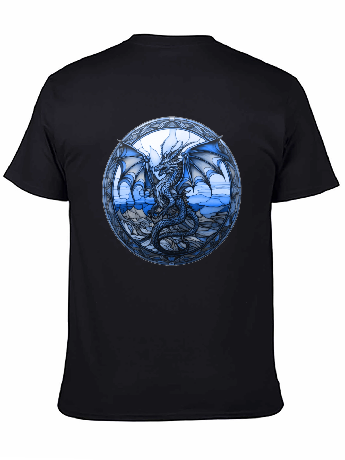 Dragon Stained Glass Graphic Tee - Black