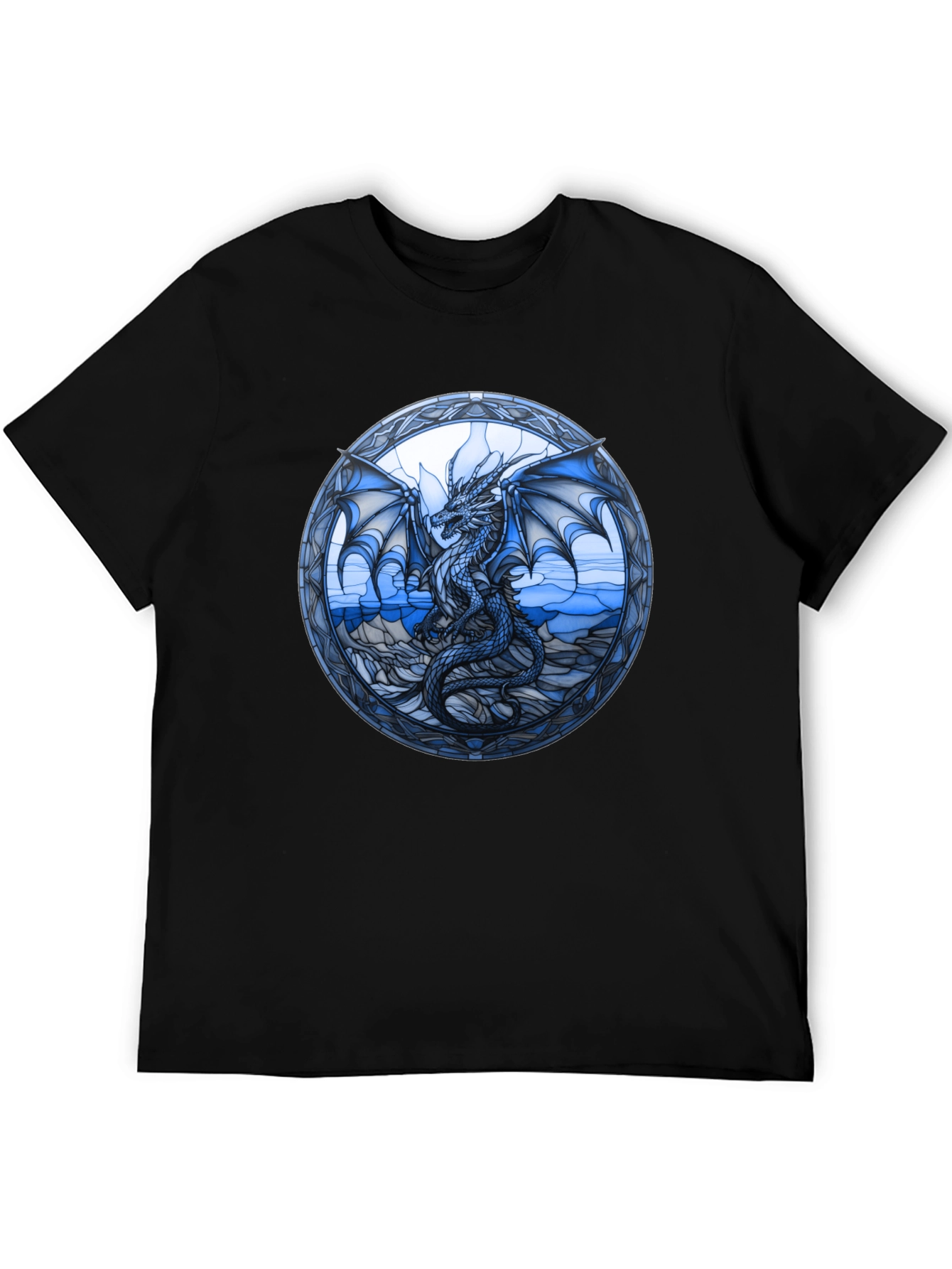 Dragon Stained Glass Graphic Tee - Black