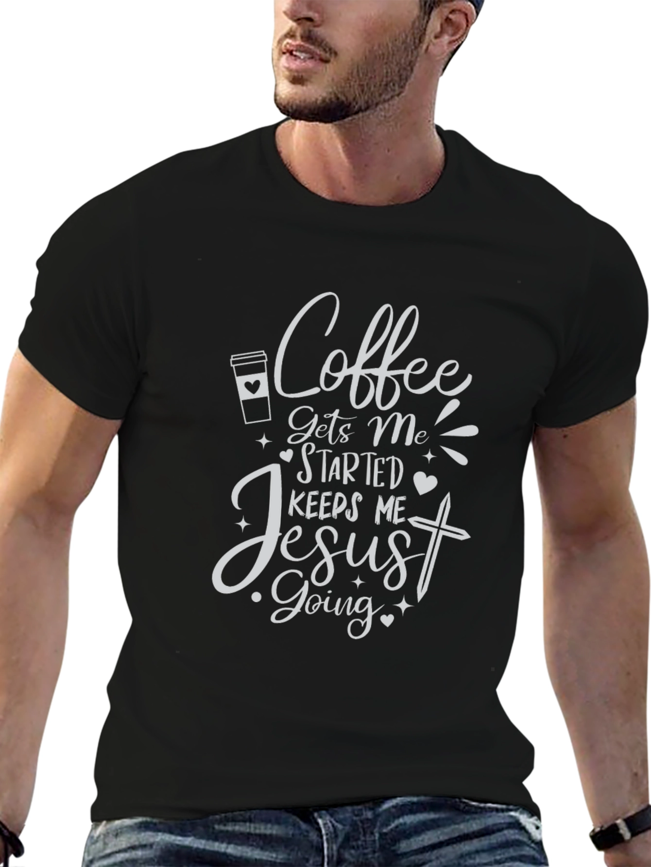 Coffee Gets Me Started Jesus Keeps Me Going T-Shirt