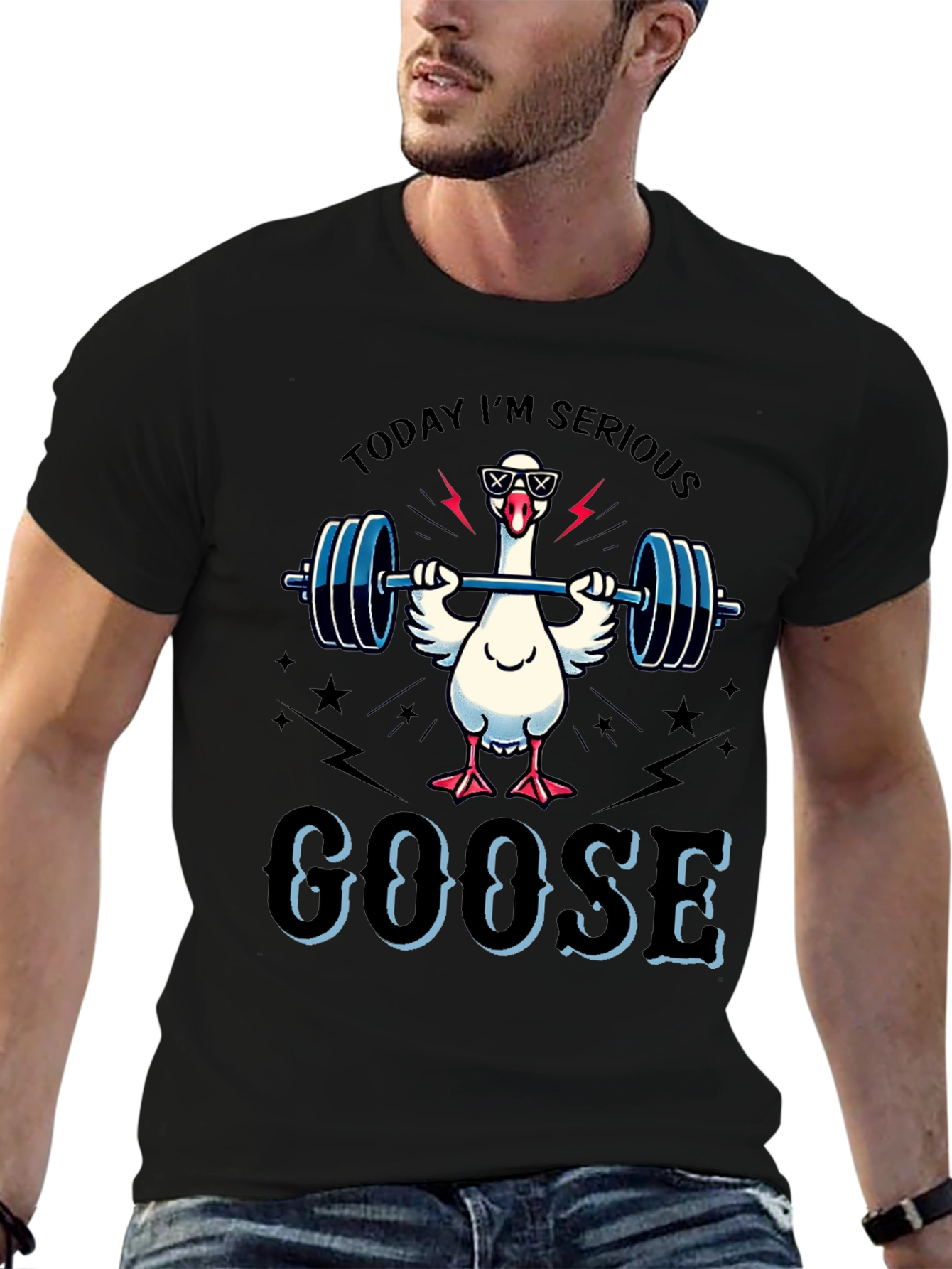 Serious Goose Lifting Weights T-Shirt