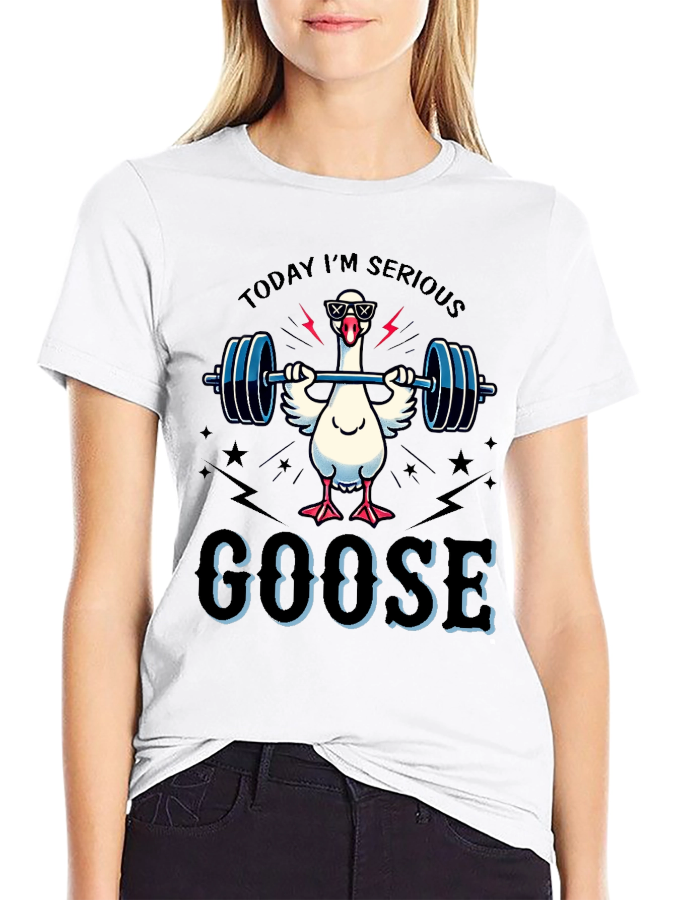Serious Goose Lifting Weights T-Shirt