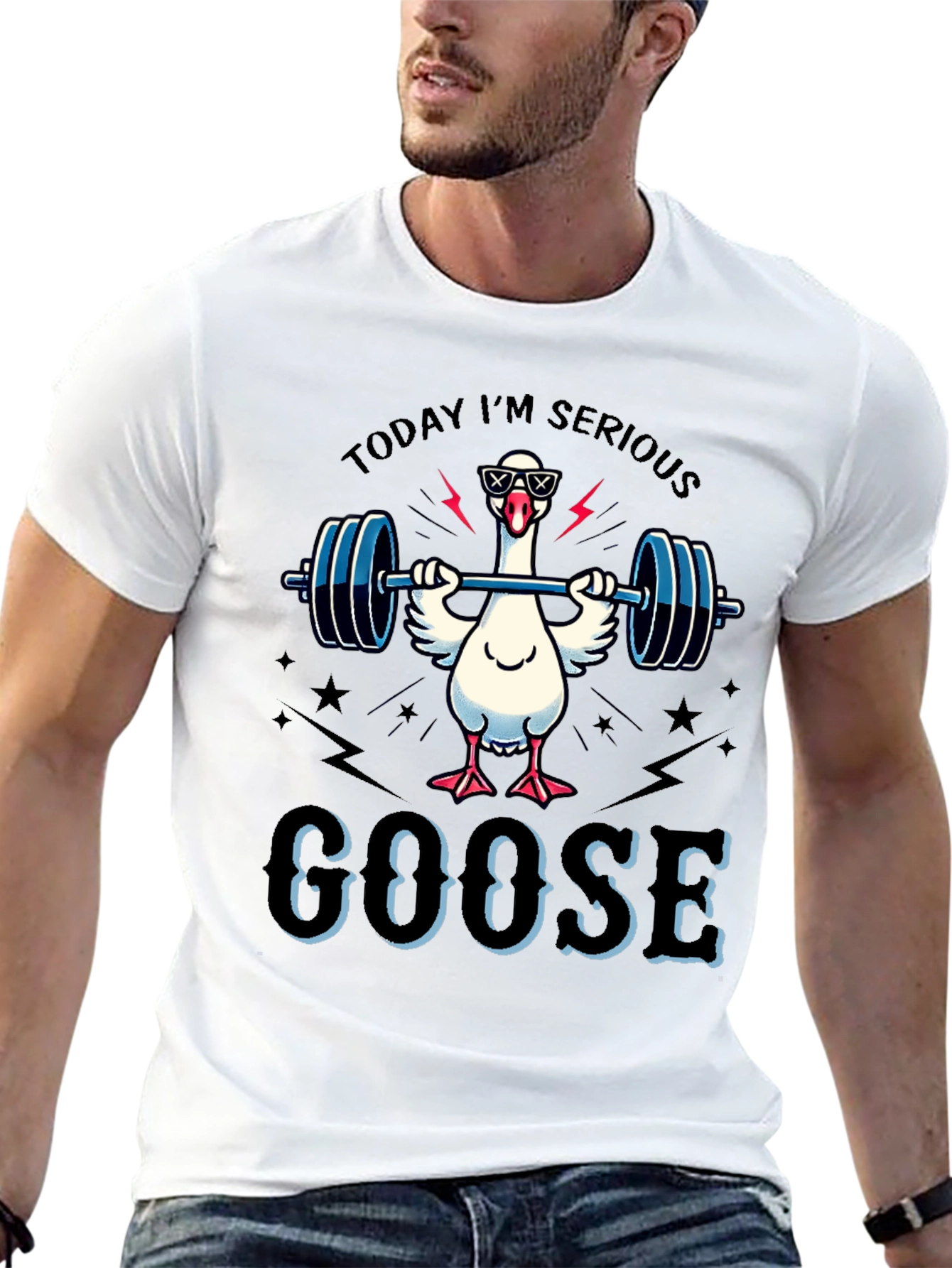 Serious Goose Lifting Weights T-Shirt