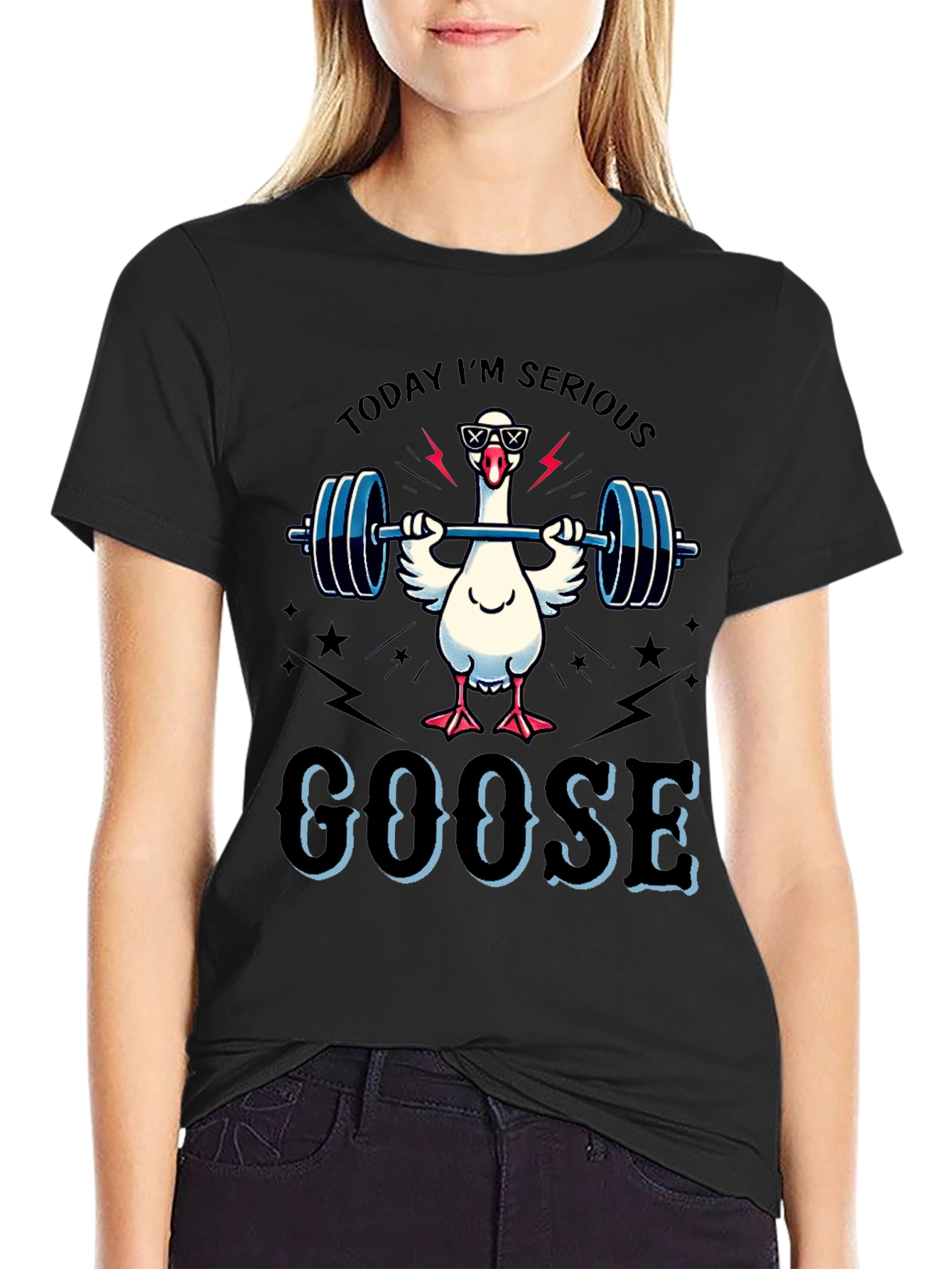 Serious Goose Lifting Weights T-Shirt