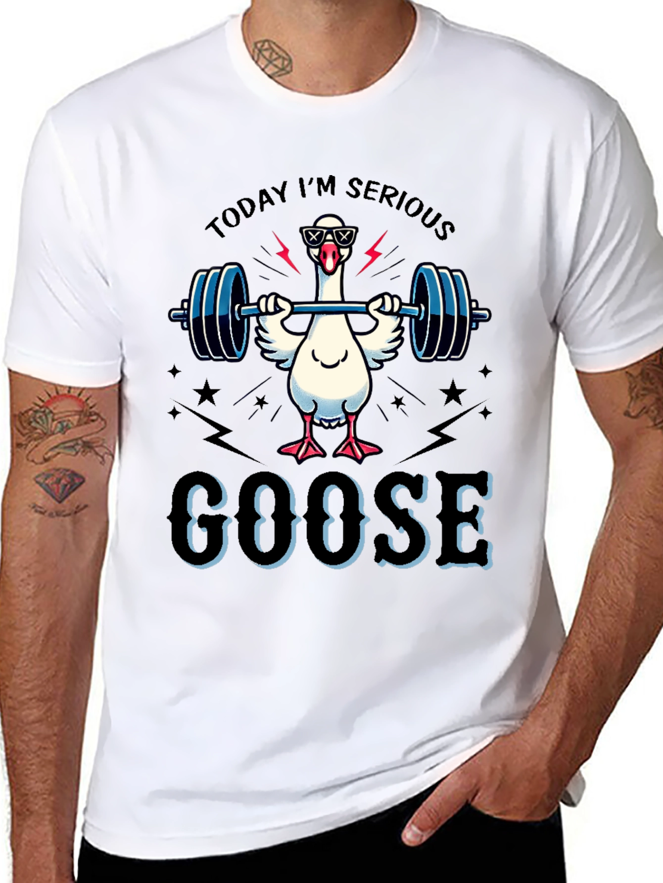 Serious Goose Lifting Weights T-Shirt