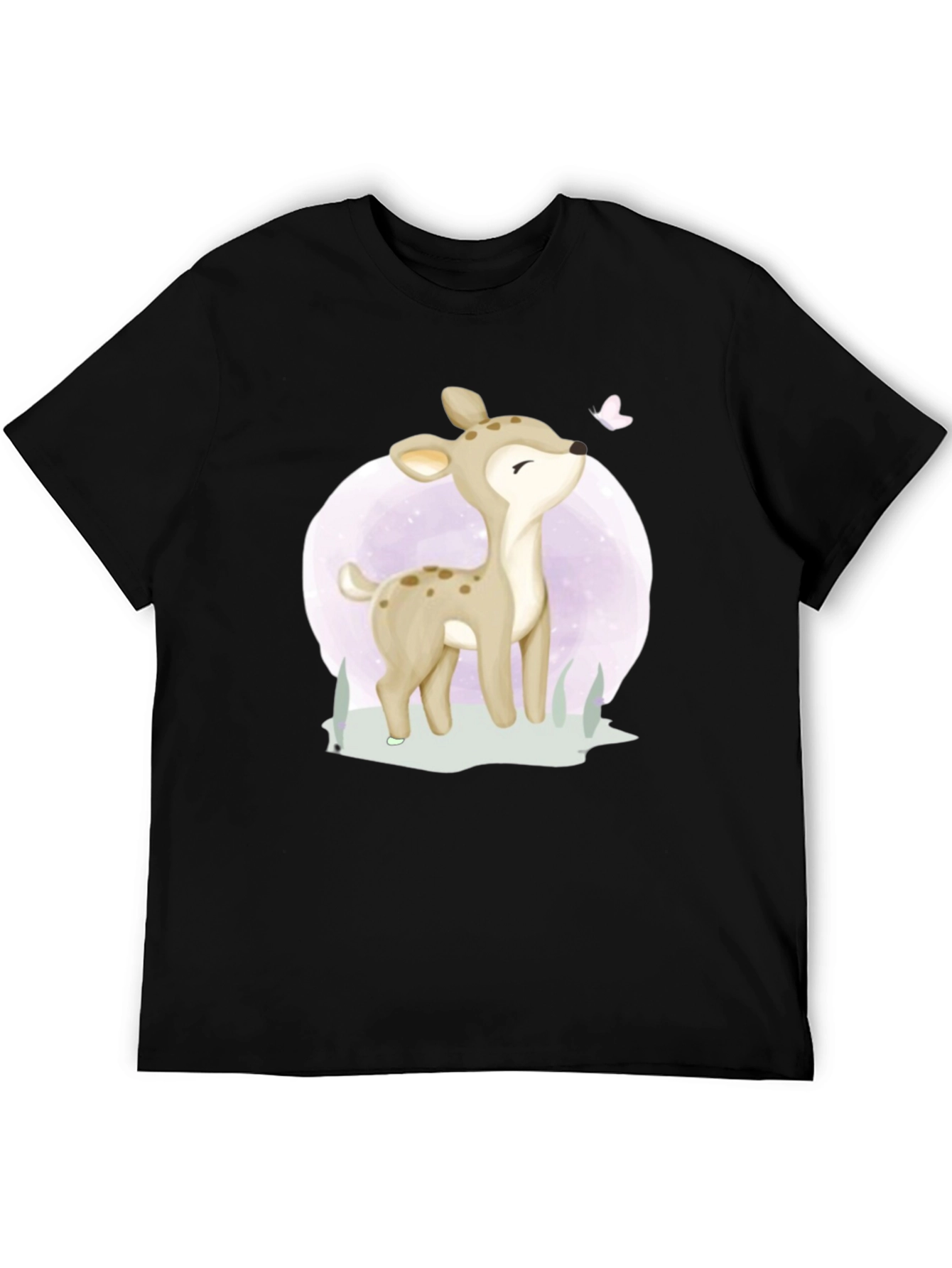Cute Deer Graphic Tee - Black T-Shirt