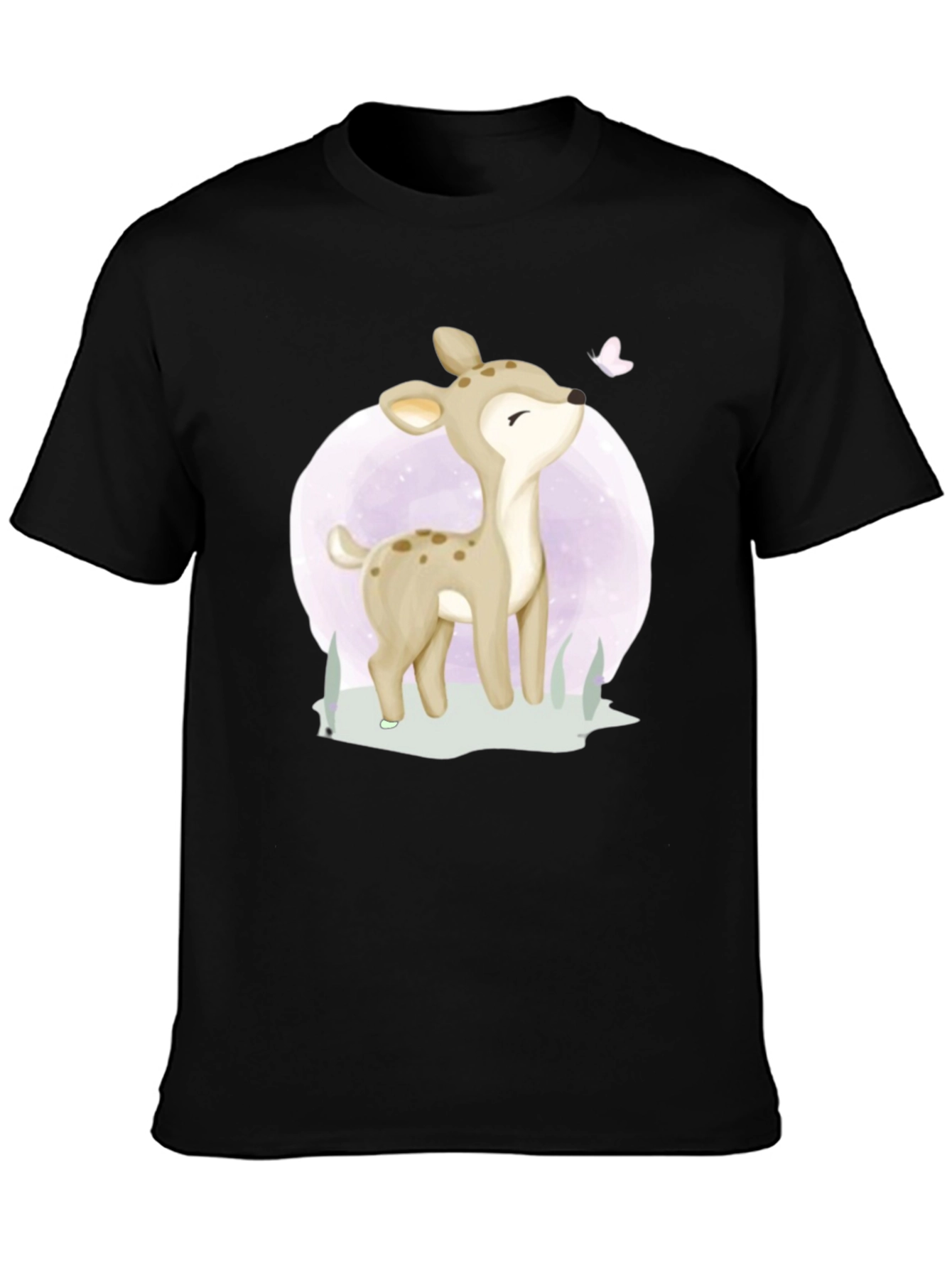 Cute Deer Graphic Tee - Black T-Shirt