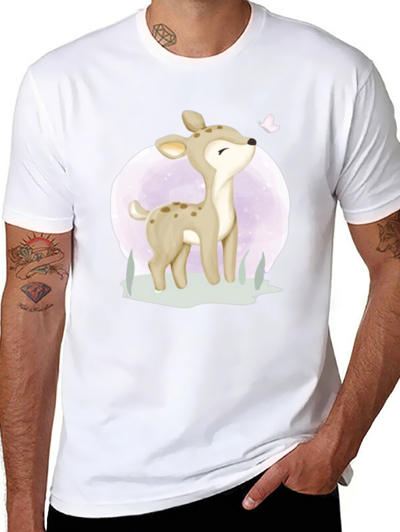 Cute Deer Graphic Tee - Black T-Shirt
