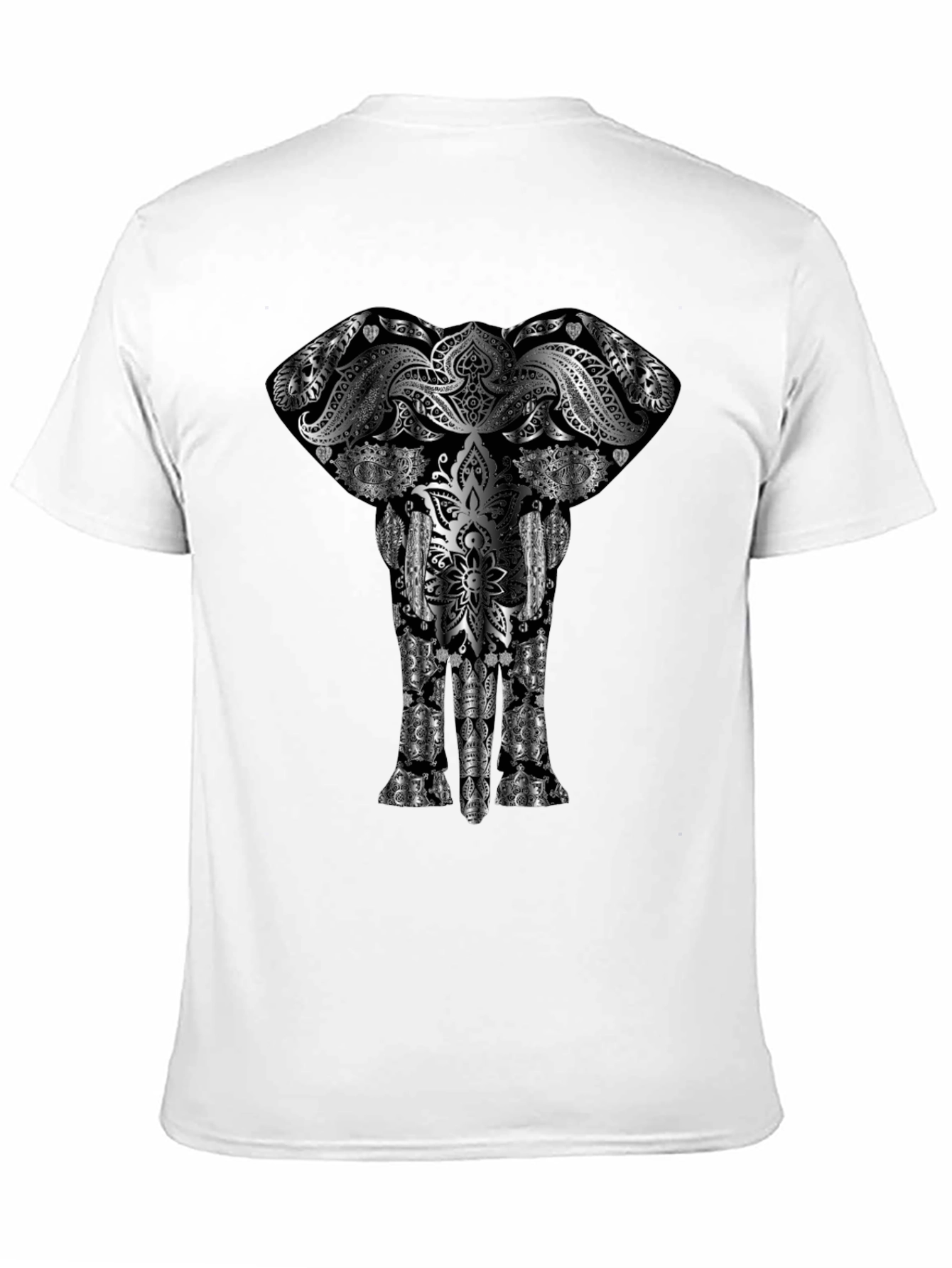 Elephant Mandala Graphic Tee - Black Cotton Comfort