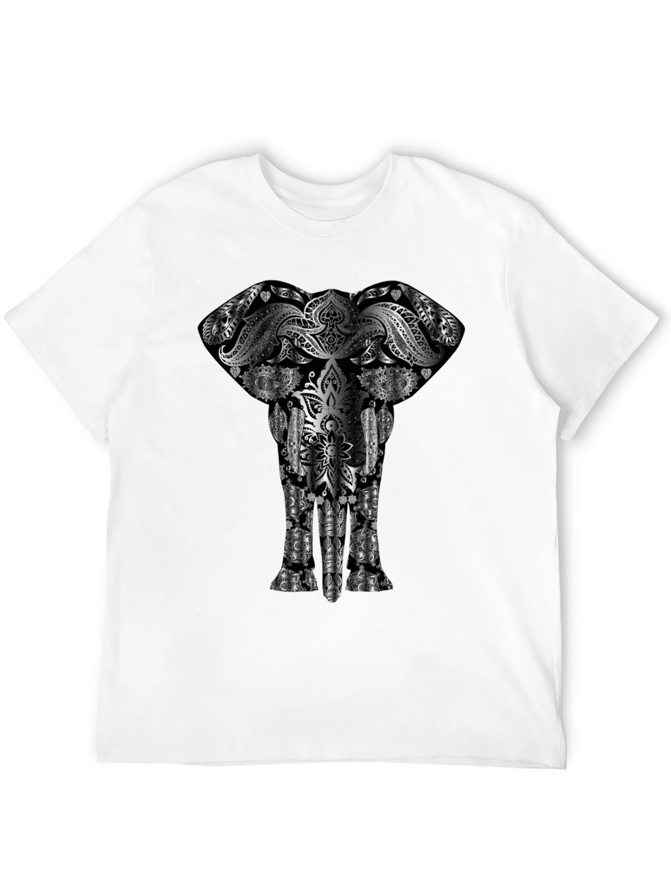 Elephant Mandala Graphic Tee - Black Cotton Comfort